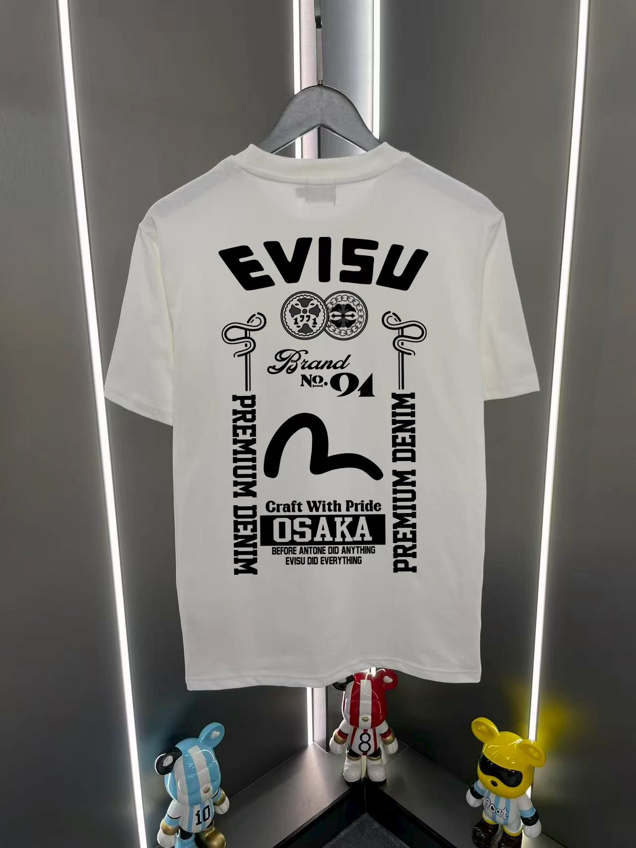 Camiseta de manga corta P60 Evisu Fukujin 2026 nueva, cuello redondo, casual, con estampado de letras, gaviotas, casa y…