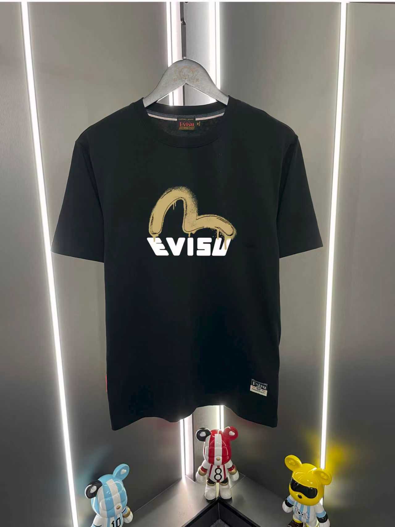Camiseta de manga corta P60 Evisu Fukujin 2026 nueva, cuello redondo, casual, con estampado de gaviotas y let…