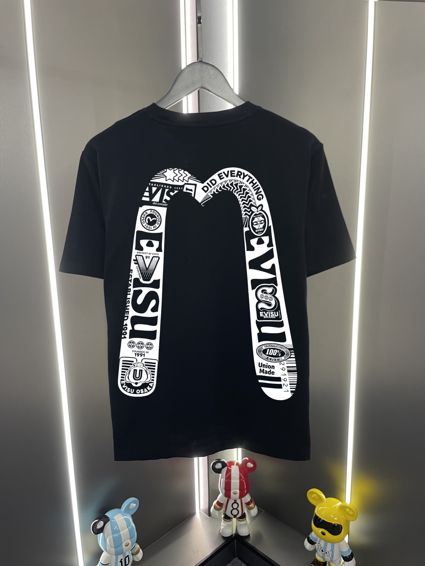 P60 Evisu Fukujin 2026 nuevo estilo cien por ciento gran M estampado休闲 suelto cuello redondo camiseta de mang…
