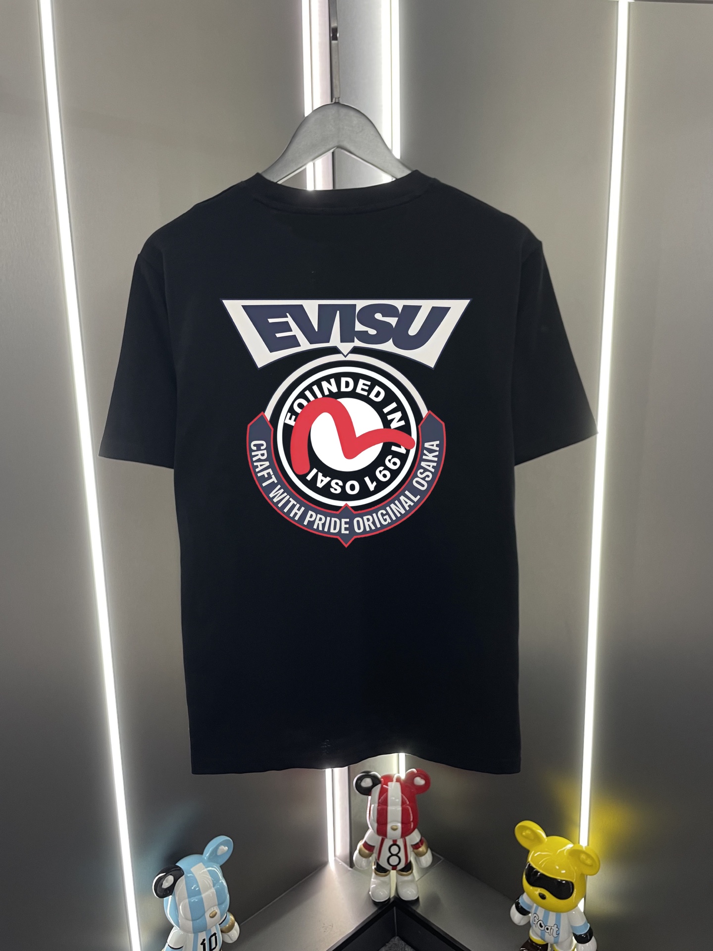 P60 Evisu Fukujin 2026 nuevo estilo letras puerto marítimo estampado休闲 suelto cuello redondo camiseta de manga corta
