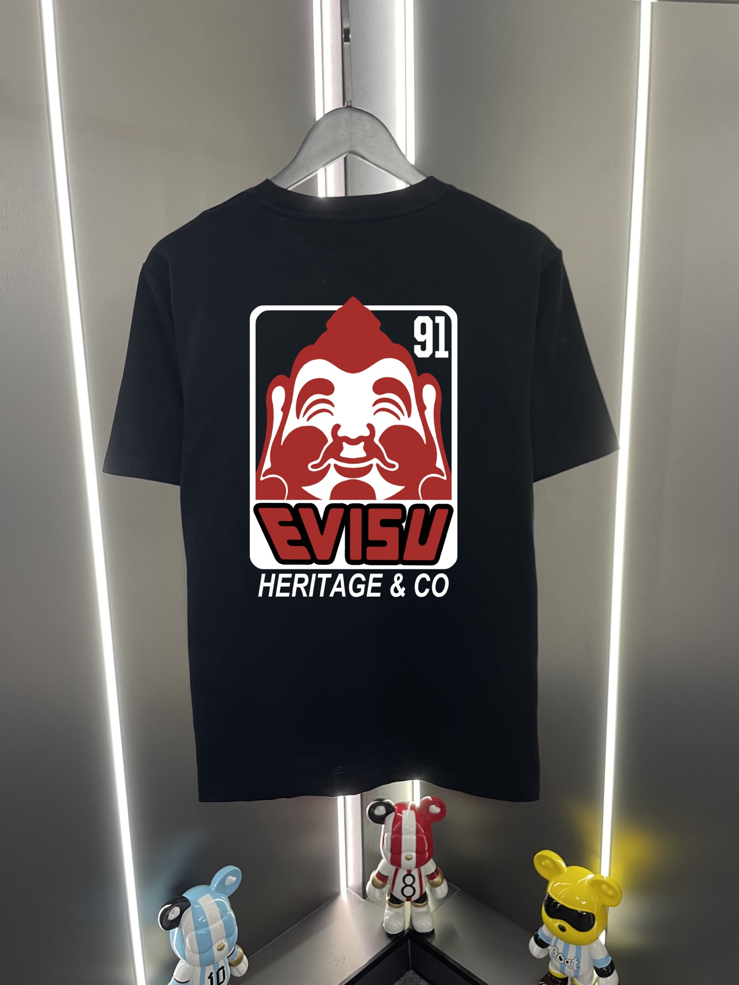 P60 Evisu Fukujin 2026 nuevo estilo gaviota cabeza de Buda letras estampado休闲 suelto cuello redondo camiseta de manga c…