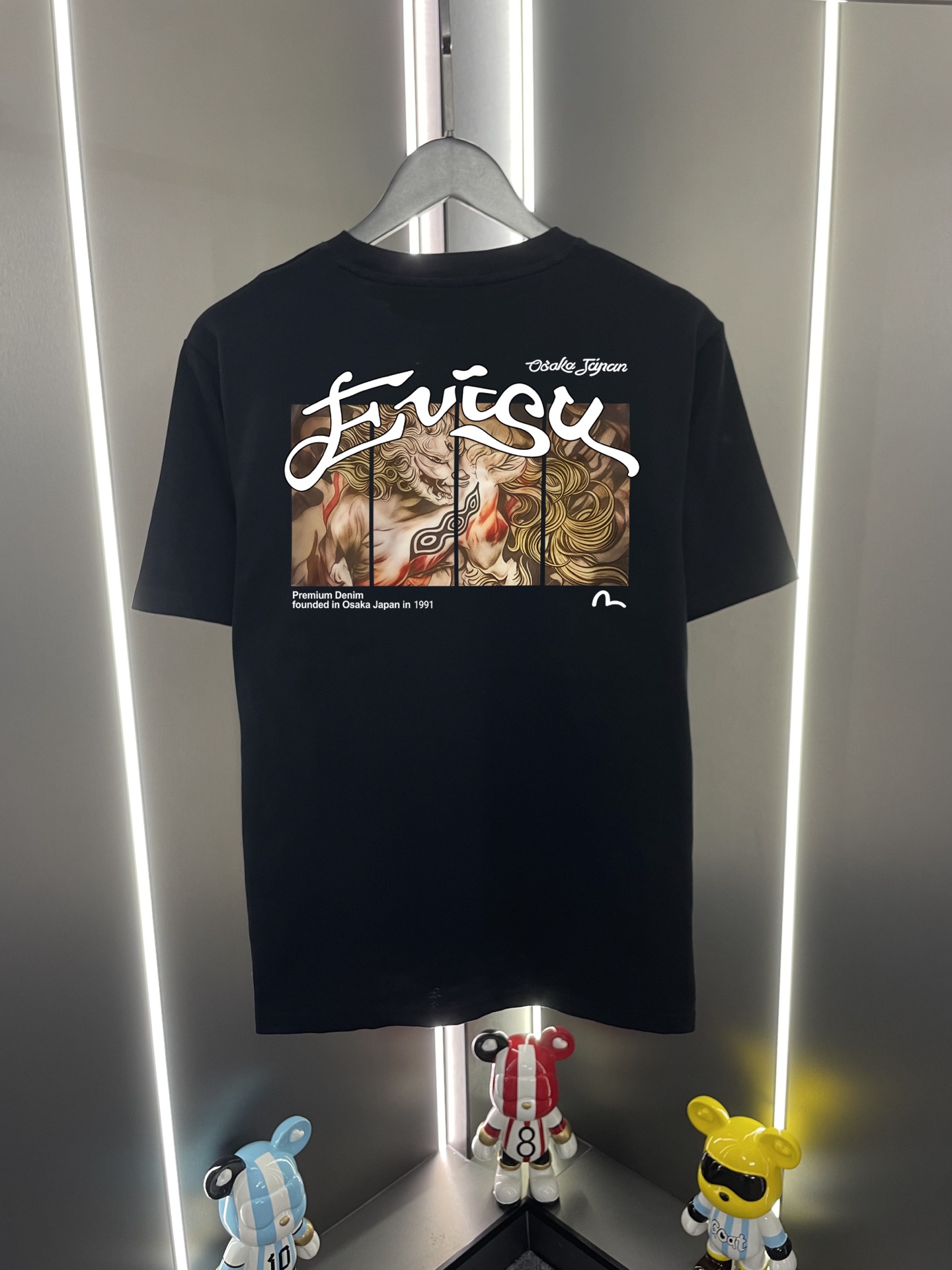 P60 Evisu Fukujin 2026 nuevo estilo gaviota letras estampado blanco ze休闲 suelto cuello redondo camiseta de manga corta