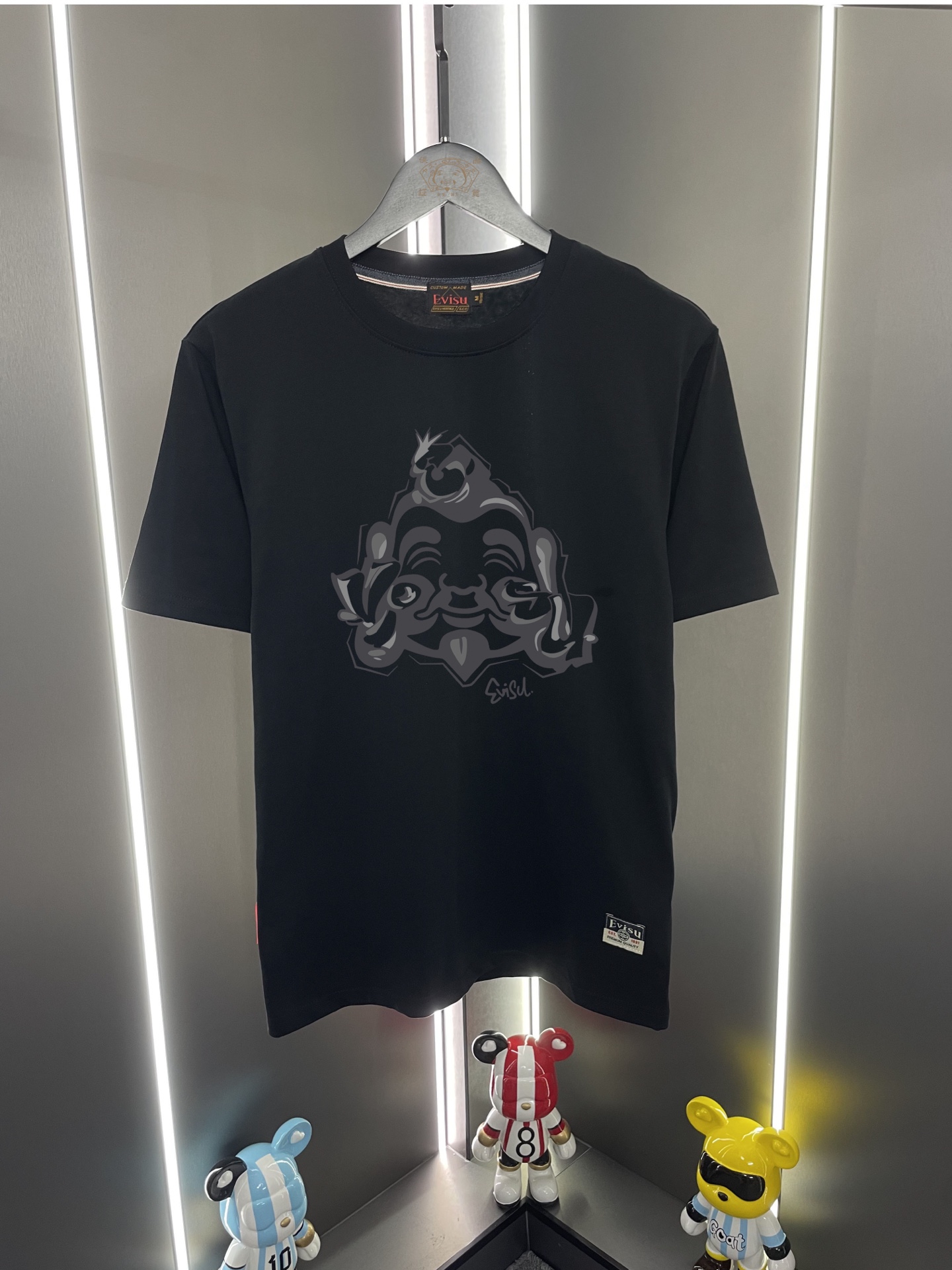 P60 Evisu Fushin 2026 nueva camiseta de manga corta con cuello redondo, holgada y casual, con estampado de ca…