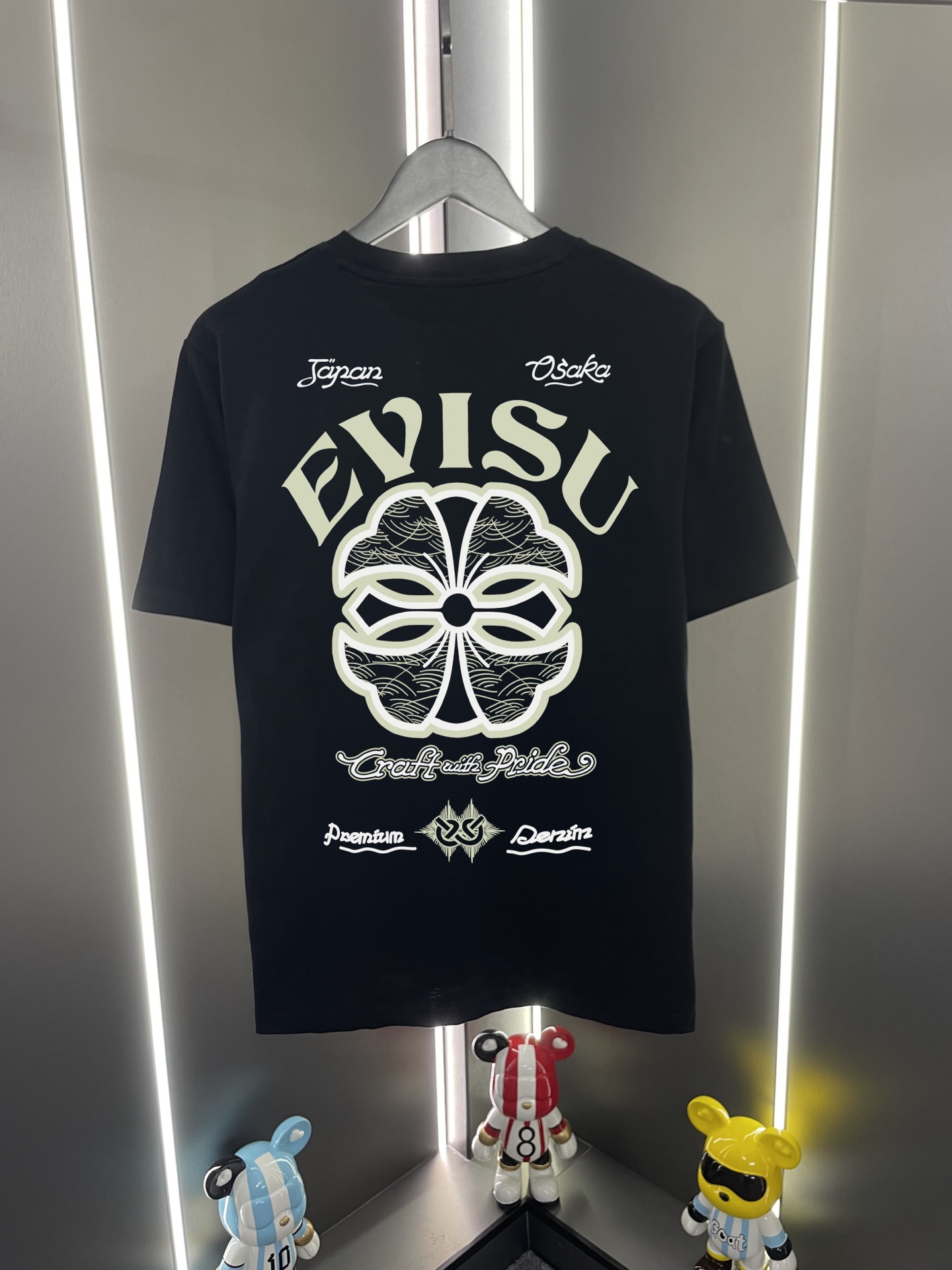 P60 Evisu Fushin 2026 nueva letra flor de la casa estampado casual holgado cuello redondo camiseta de manga corta