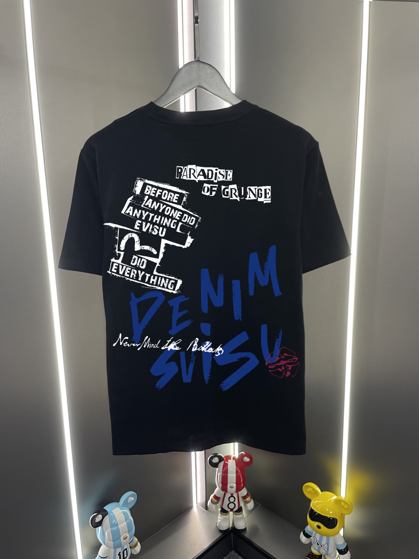 P60 Evisu Fukujin 2026 nueva graffiti letras estampado casual holgado cuello redondo camiseta de manga corta