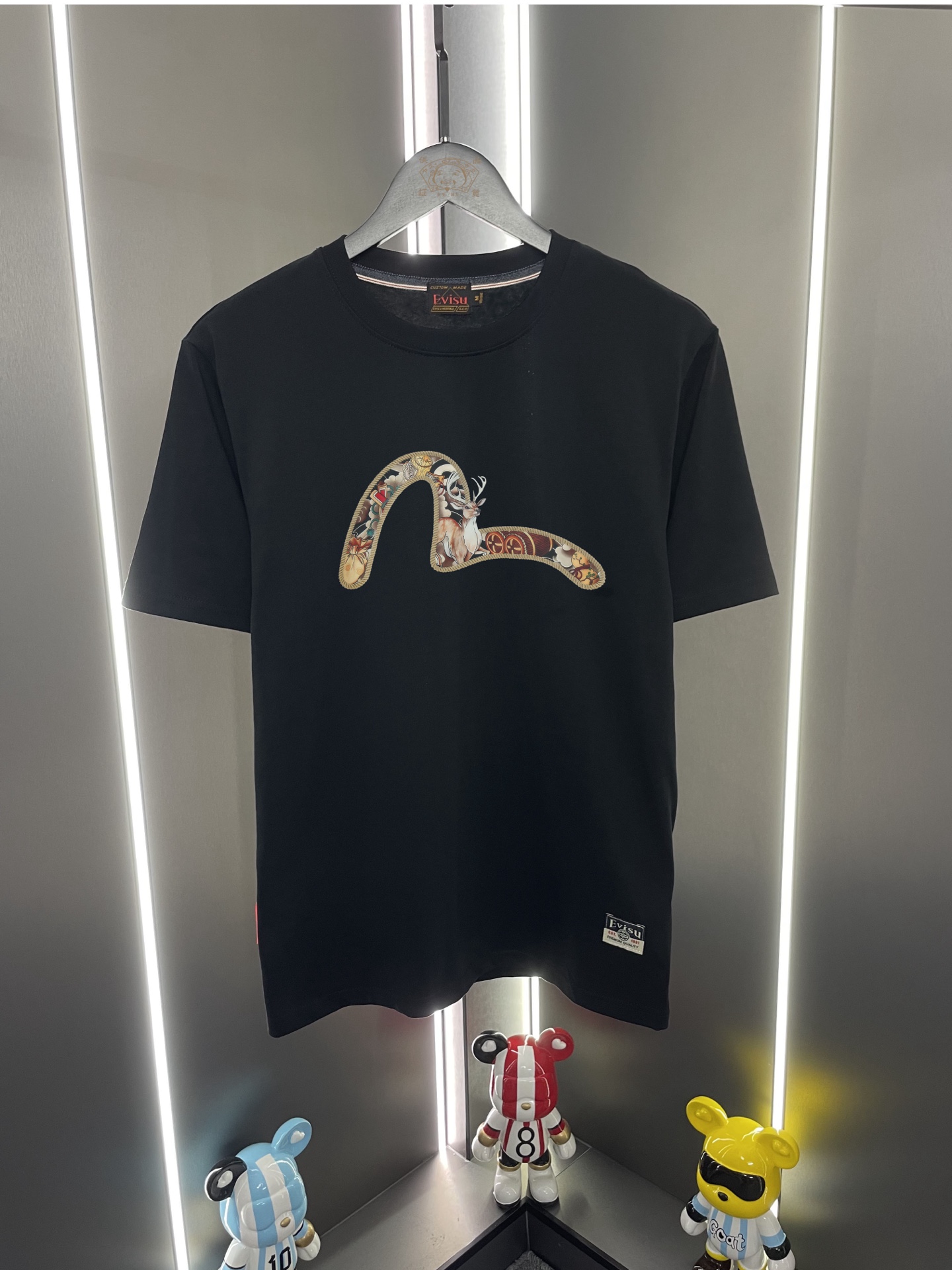 Camiseta de manga corta P60 Evisu Fukujin 2026 nuevo estilo, estampado de gaviota en el pecho, cuello redondo, casual y…