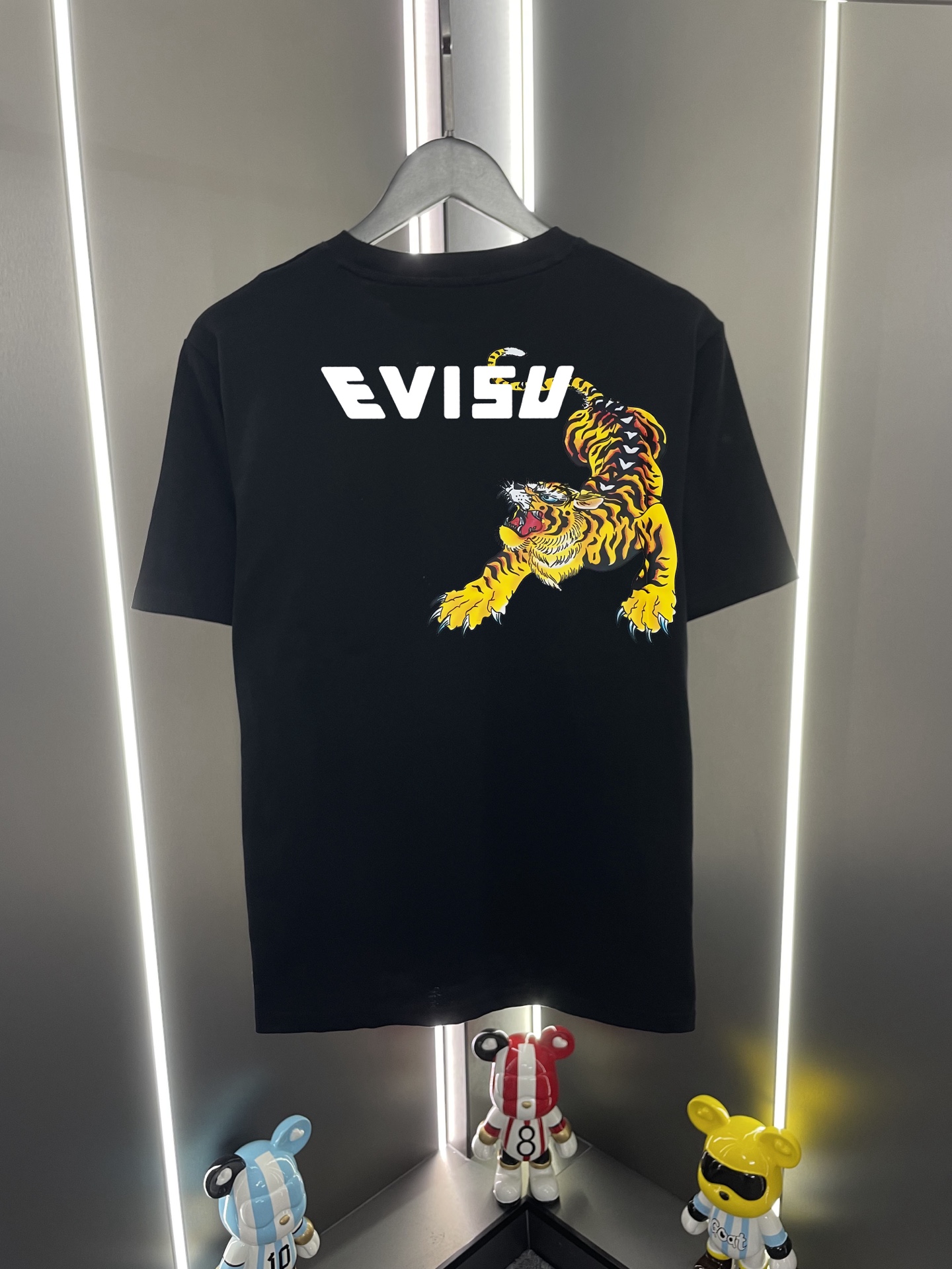 P60 Evisu Fukujin 2026 Nuevo modelo con gaviota, letras y tigre bajando la montaña, estampado, cuello redondo, manga co…