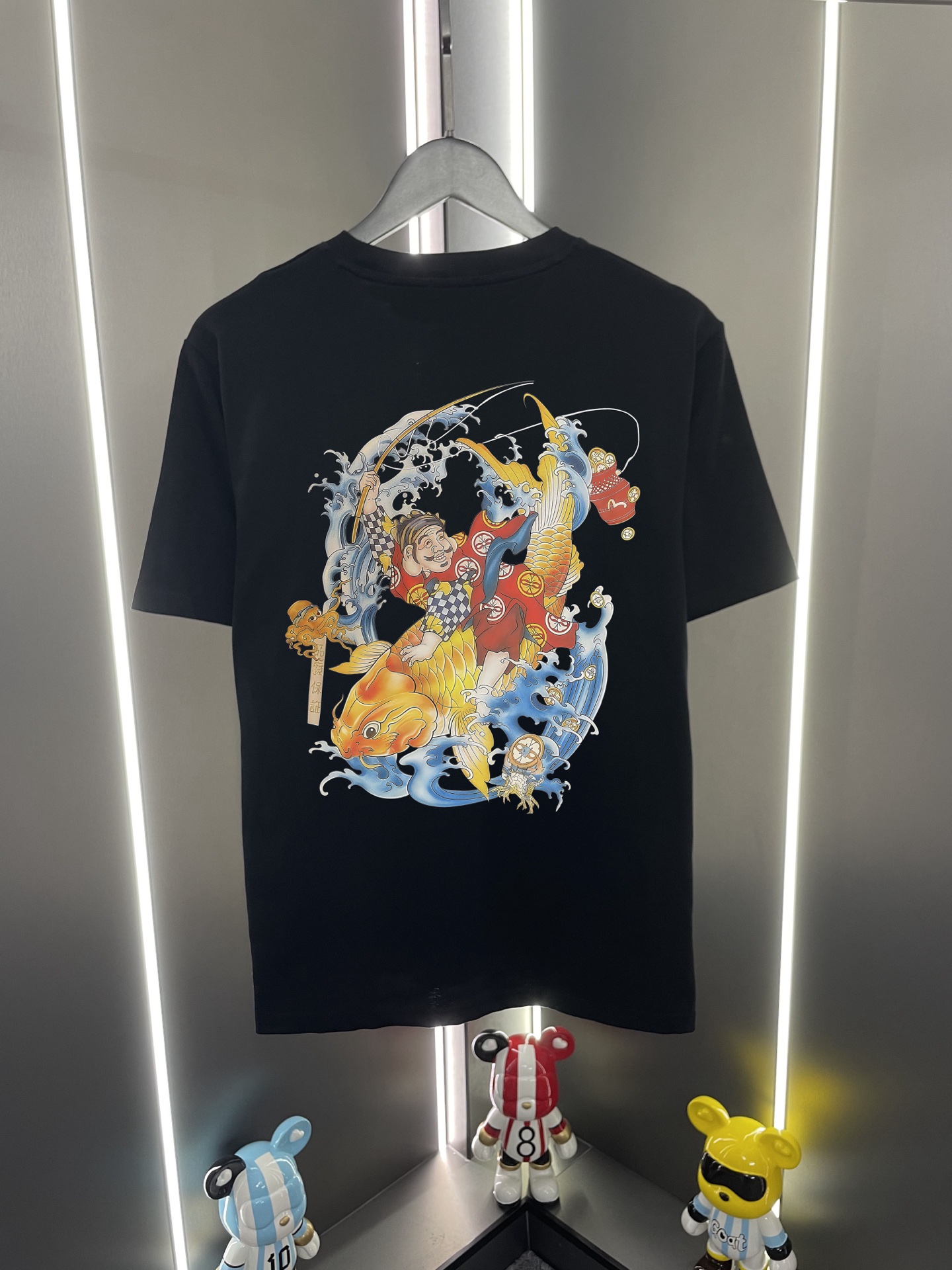 P60 Evisu Fukujin 2026 Nuevo modelo con letras, pescador montando carpa, estampado, cuello redondo, manga corta, casual…