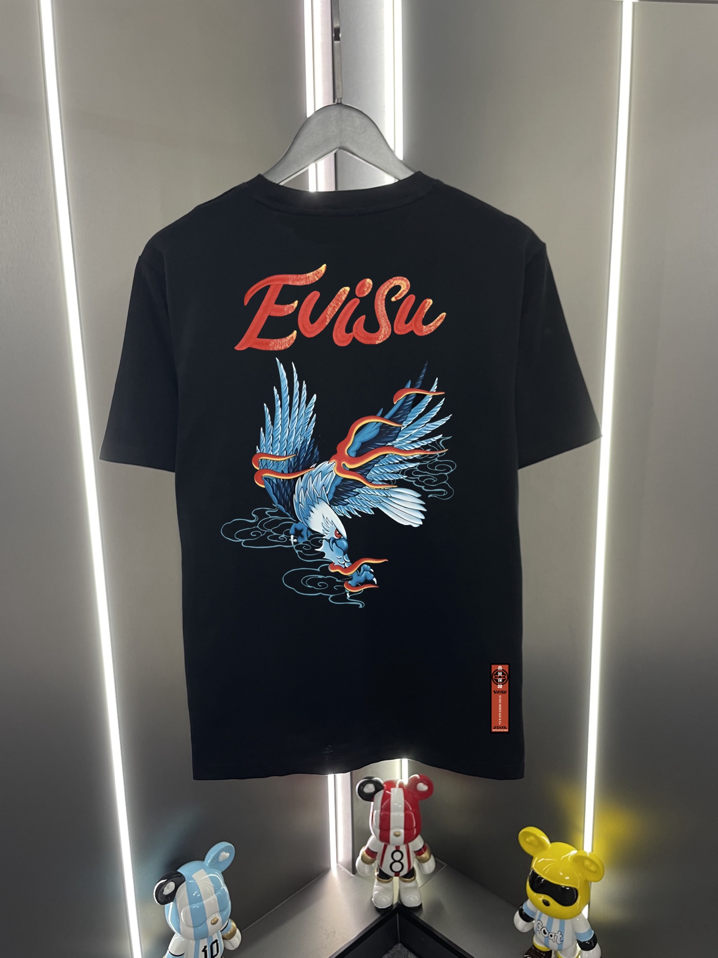 P60 Evisu Fukujin 2026 Nuevo modelo con letras y águila voladora, estampado, cuello redondo, manga corta, cas…