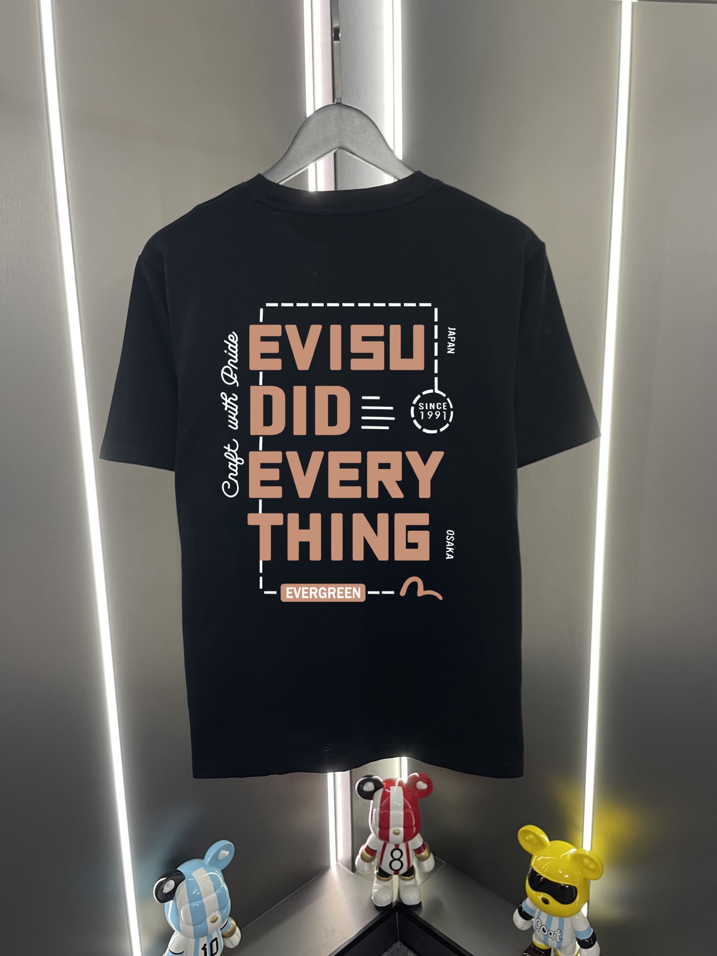 Camiseta de manga corta P60 Evisu Fukujin 2026 nueva gaviota letra estampado casual holgado cuello redondo