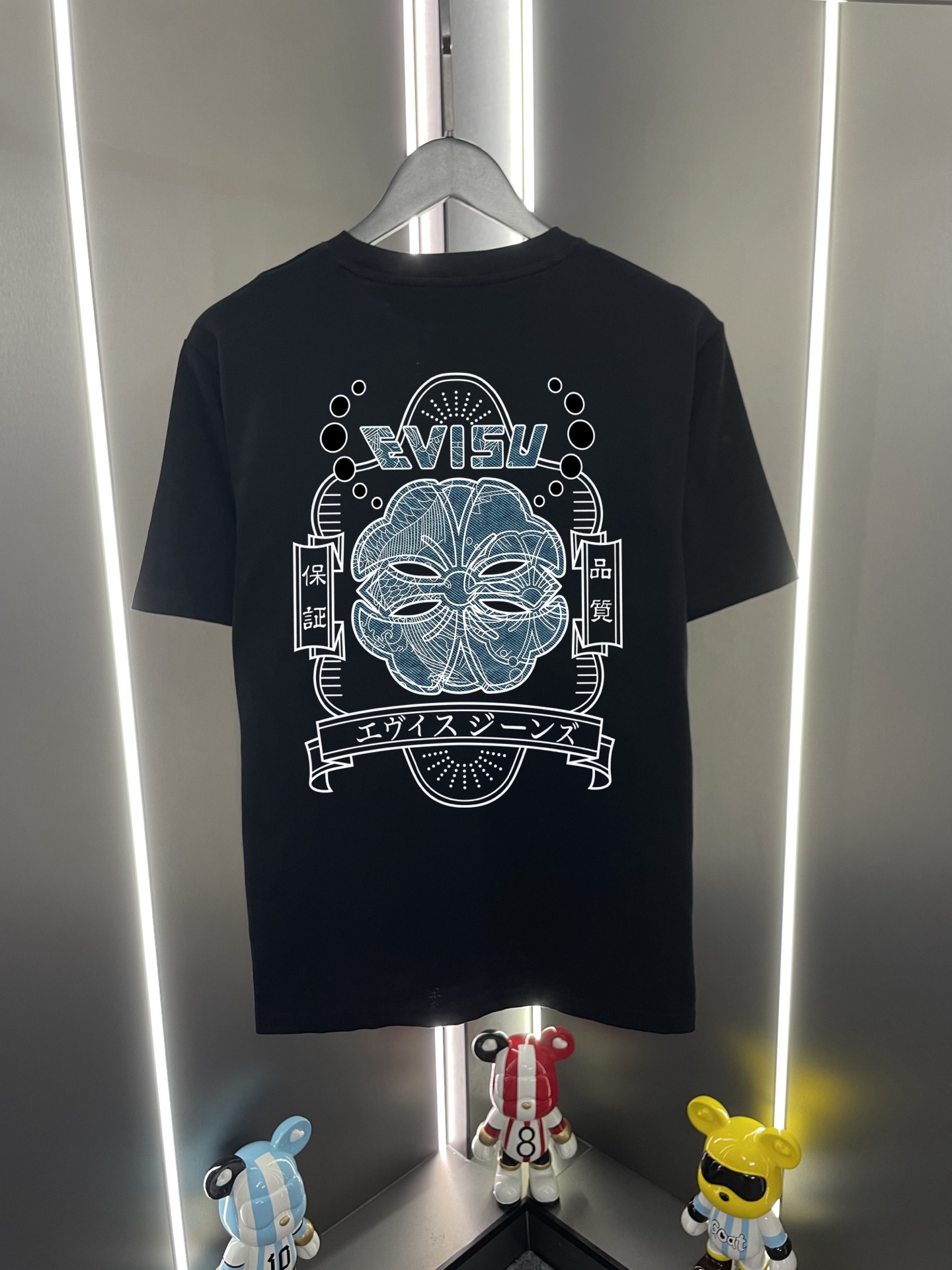 Camiseta de manga corta P60 Evisu Fukujin 2026 nueva pecho gaviota letra flor estampado casual holgado cuello redondo