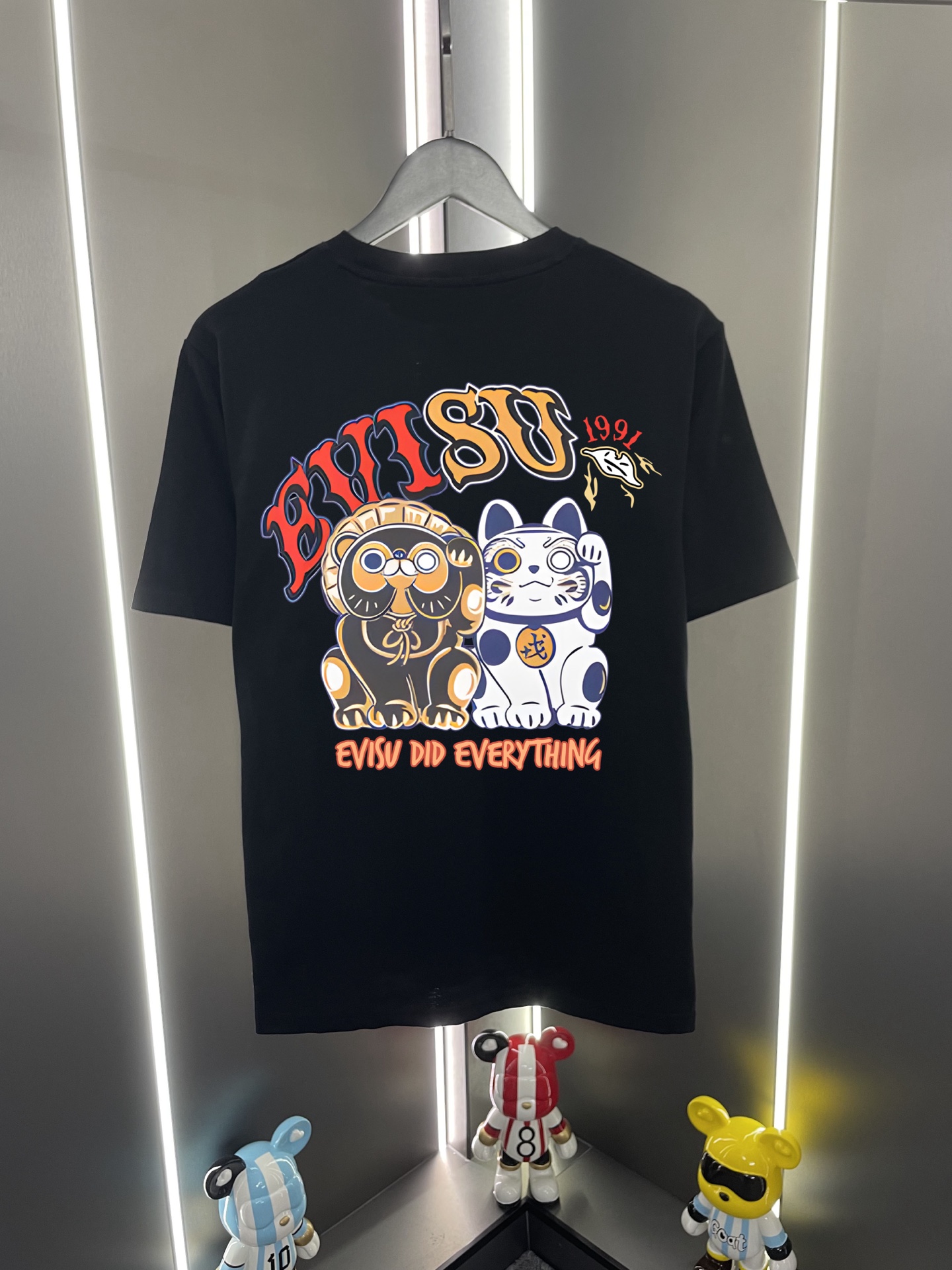 Camiseta de manga corta P60 Evisu Fukujin 2026 nueva letra daruma gato de la suerte estampado casual holgado cuello red…