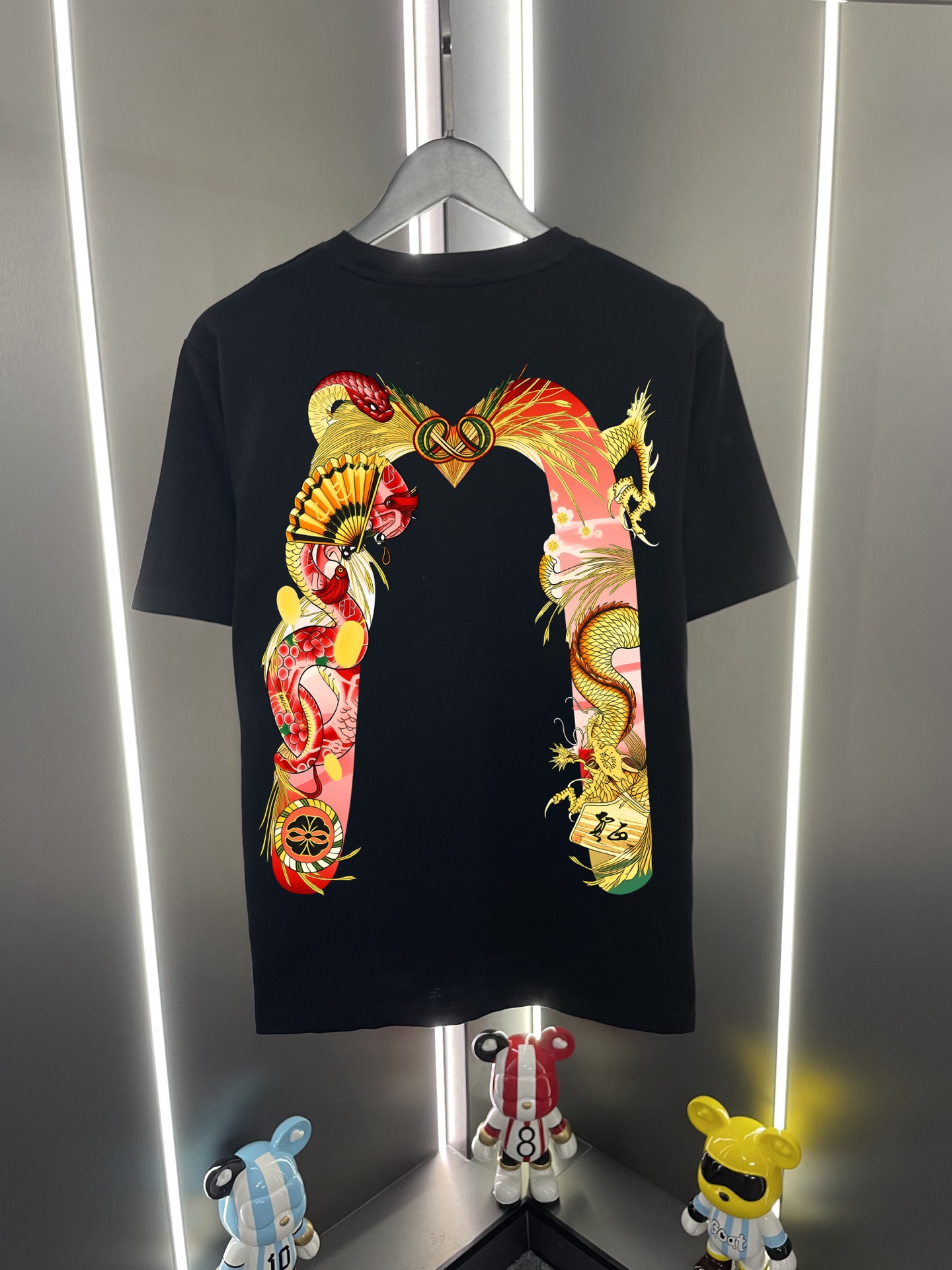 Camiseta de manga corta P60 Evisu Fukujin 2026 nueva letra flor dragón serpiente M grande estampado casual ho…