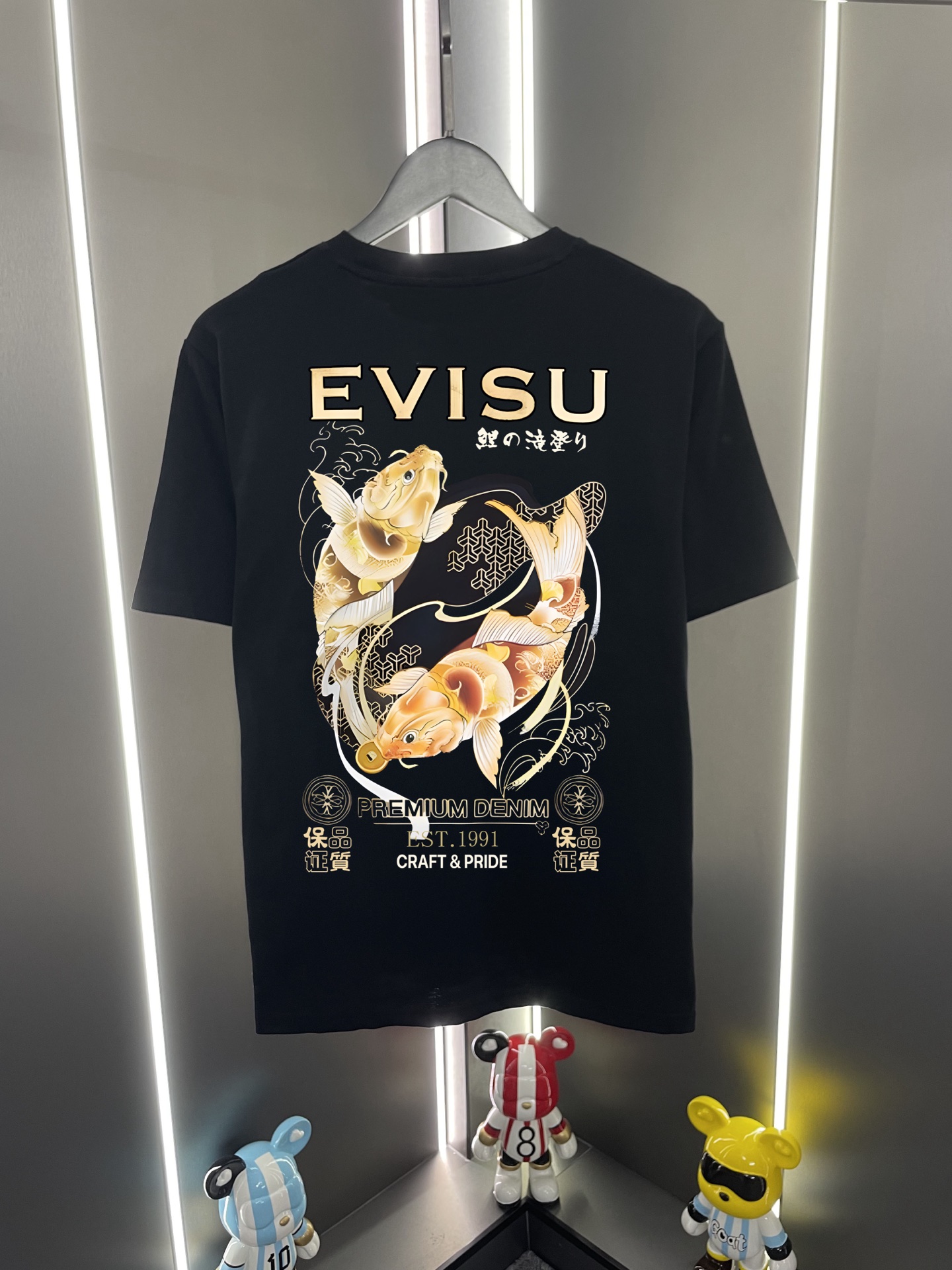 Camiseta de manga corta P60 Evisu Fukujin 2026 nueva letra flor doble carpa M grande estampado casual holgado…