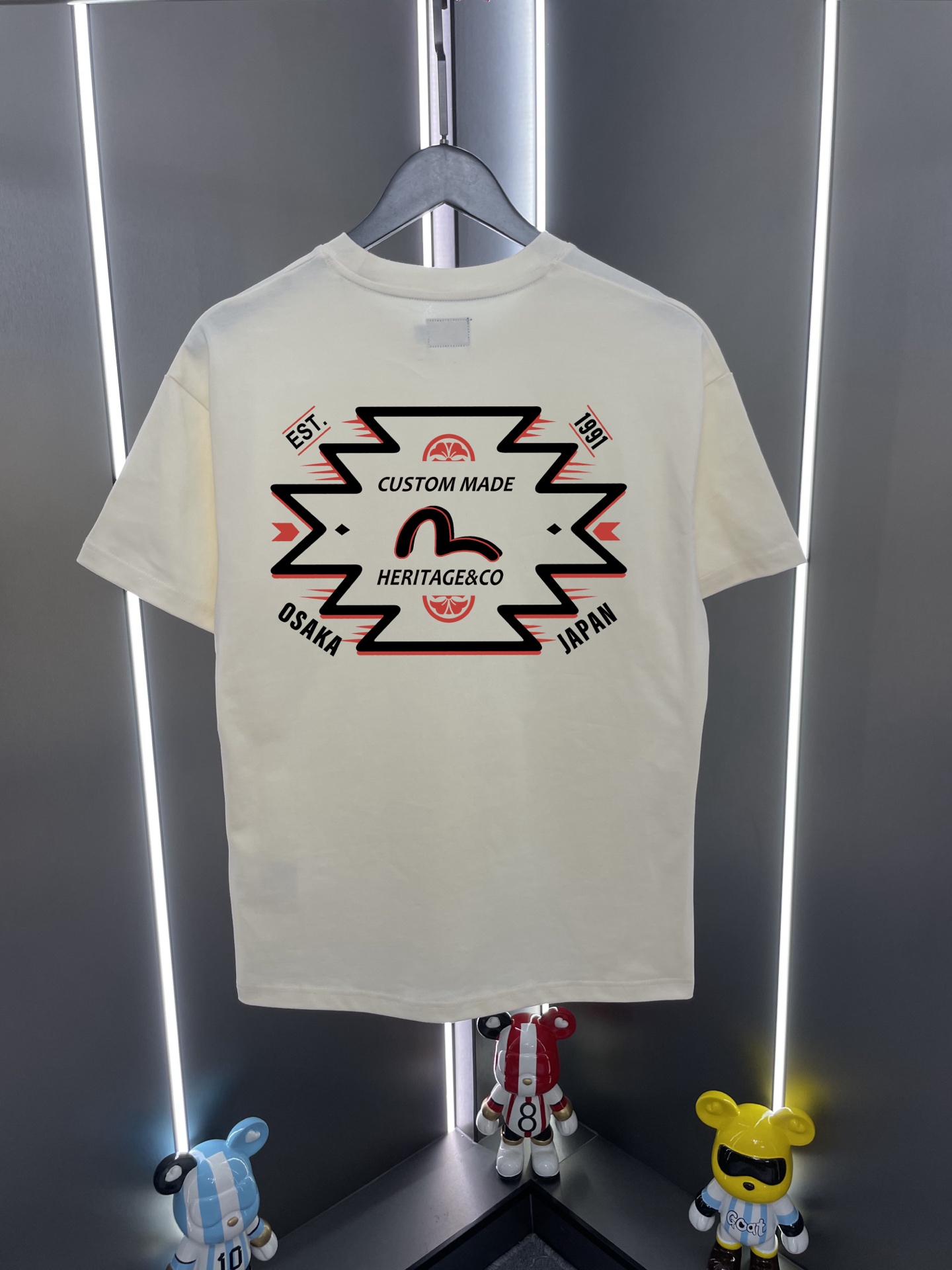 Camiseta de manga corta P60 Evisu Fukujin 2026 nueva letra gaviota 91 estampado casual holgado cuello redondo