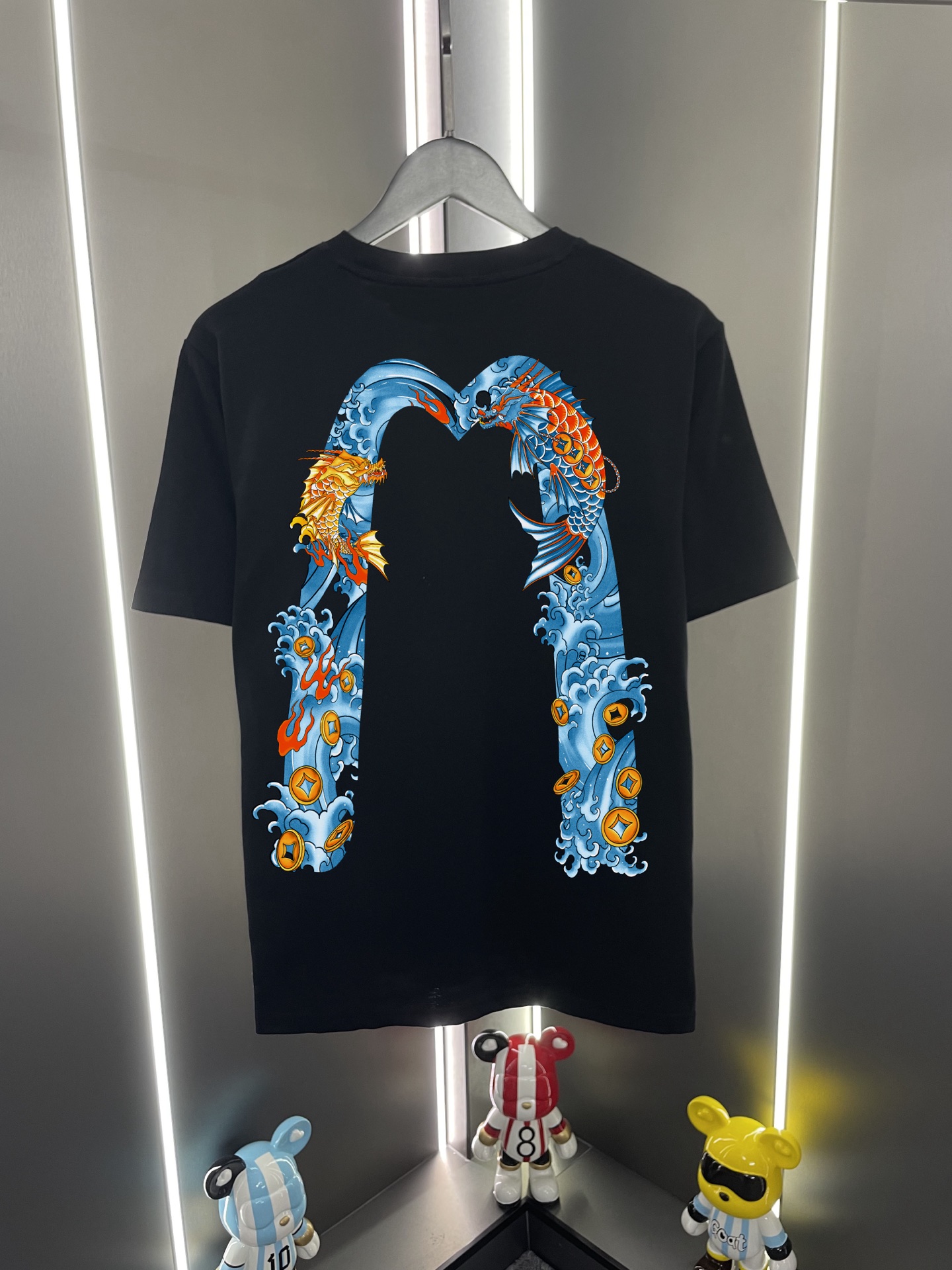 P60 Evisu Fukujin 2026 Nuevo modelo con letras, dragón marino y carpa, estampado grande M, cuello redondo, manga corta,…