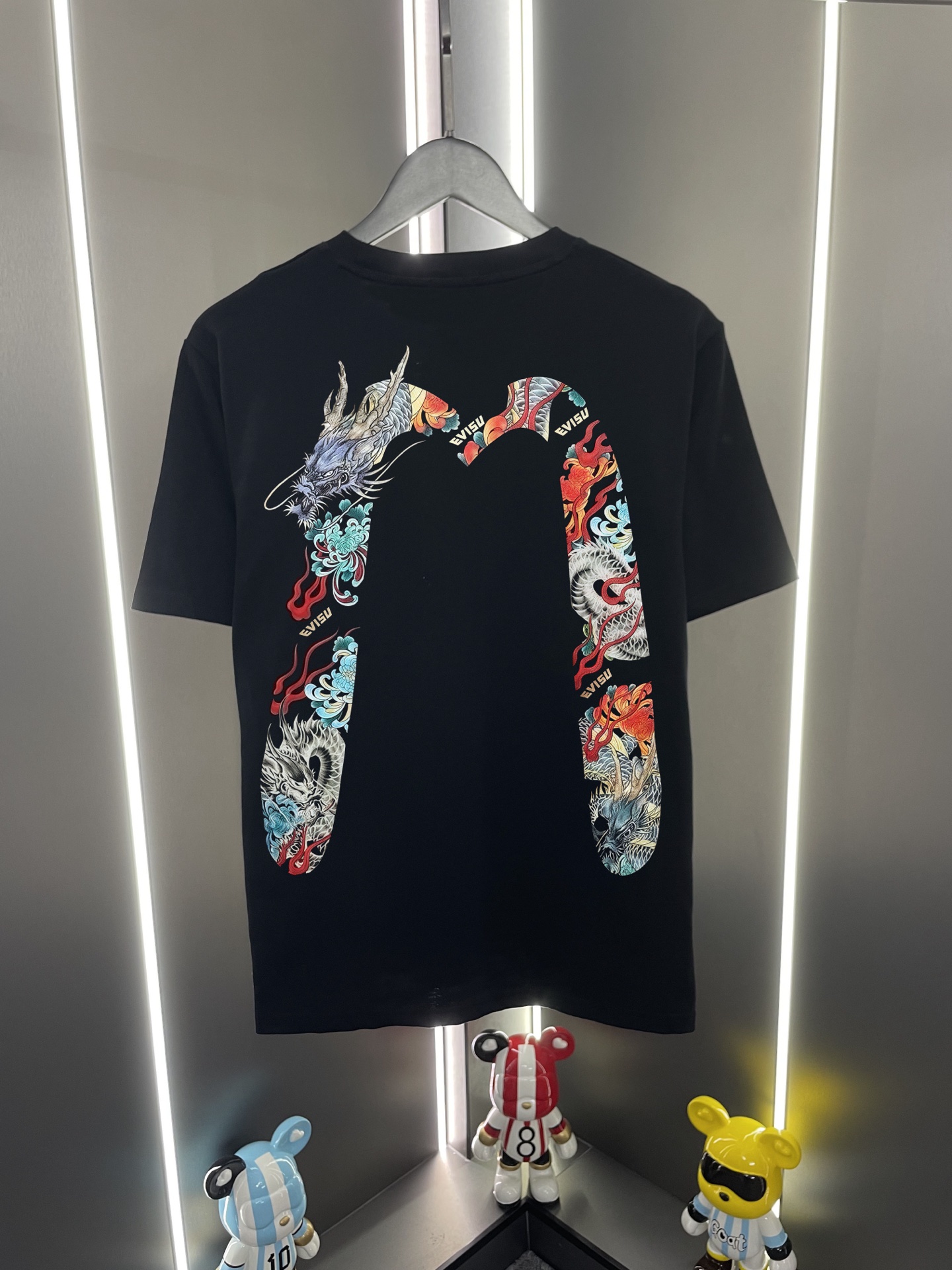 P60 Evisu Fukujin 2026 new letter dragon head riding clouds print casual loose round neck short sleeve T-shirt