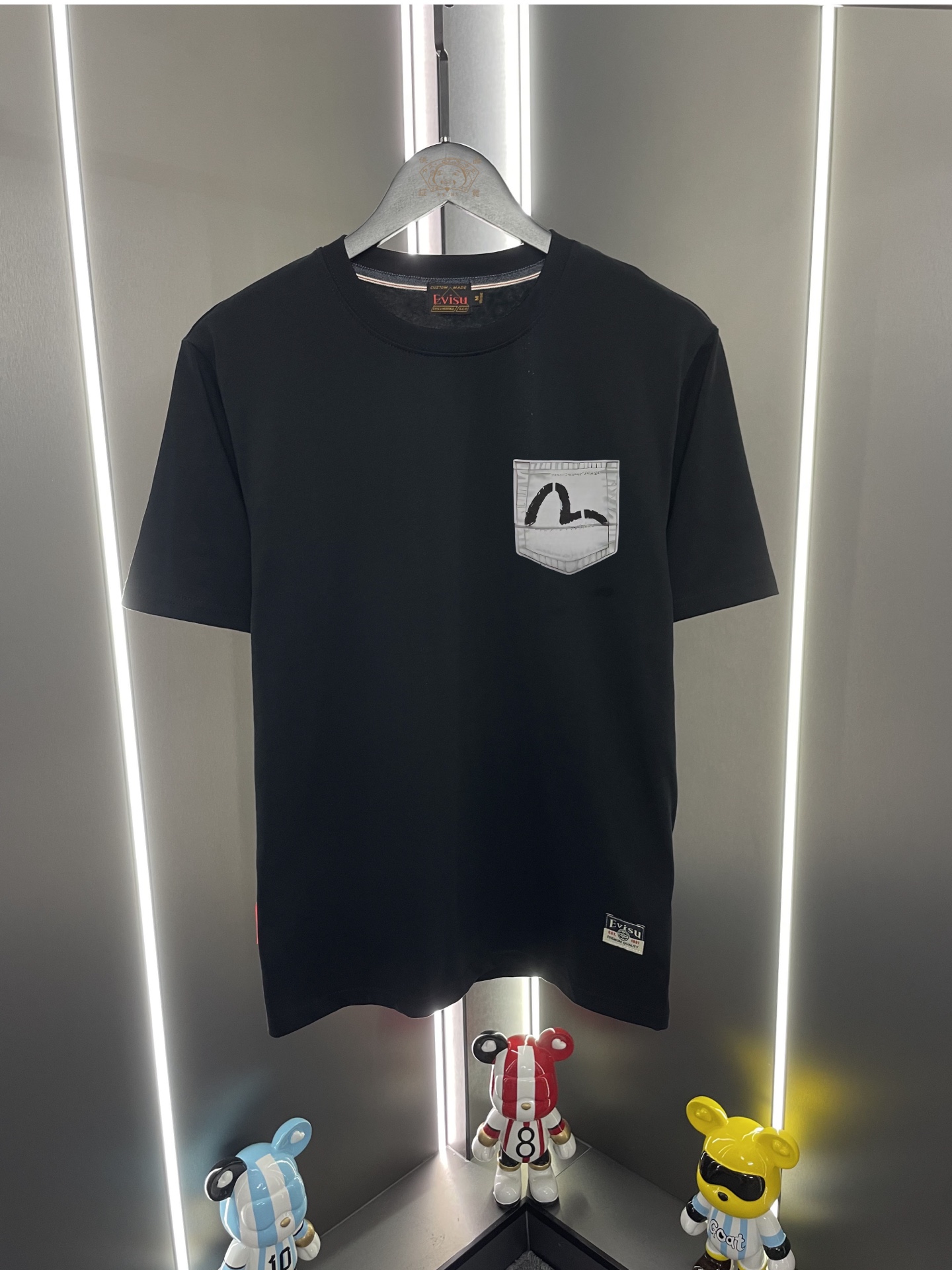 P60 Evisu Fukujin 2026 new seagull pocket print casual loose round neck short sleeve T-shirt