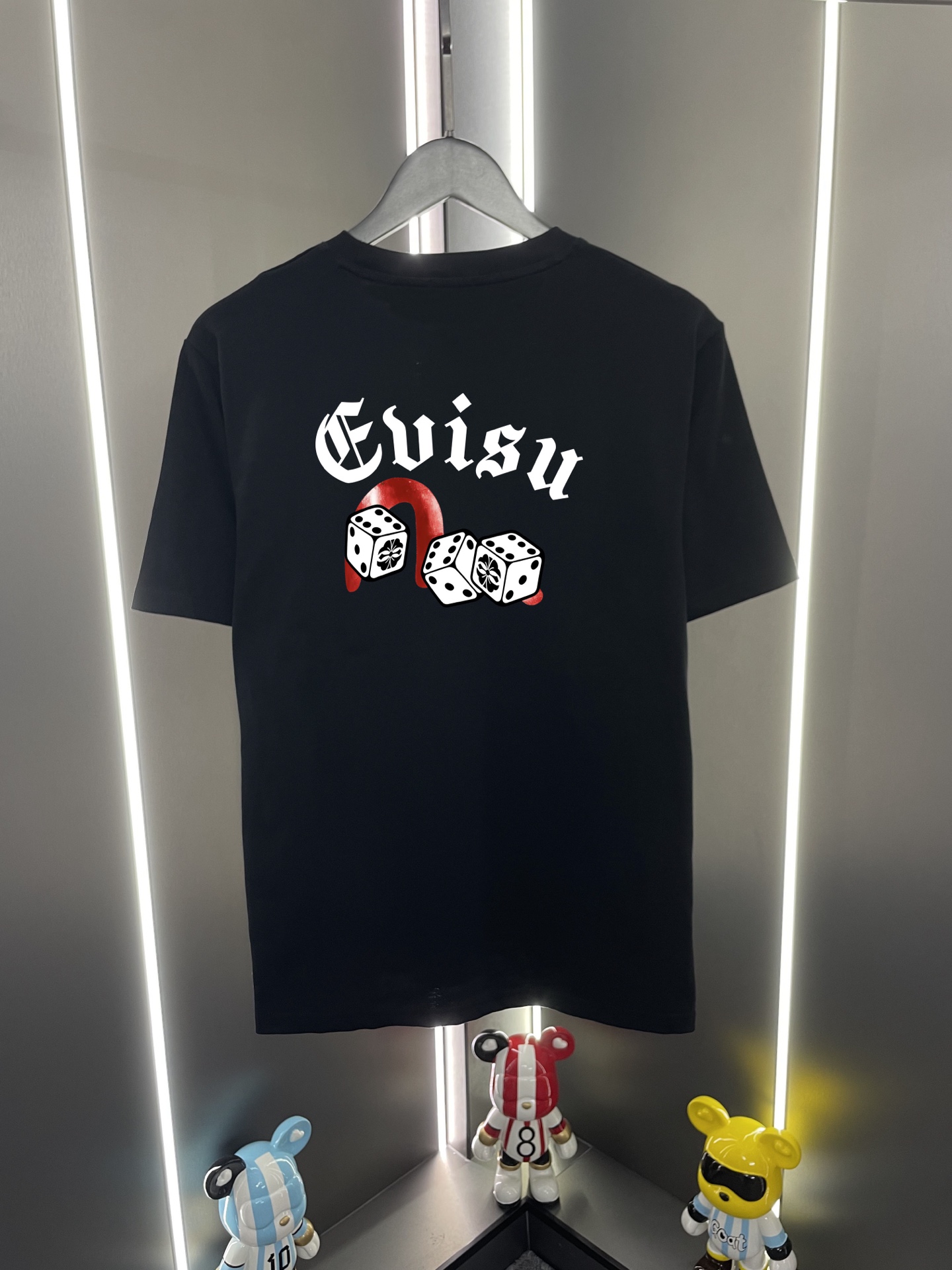 P60 Evisu Fukujin 2026 new letter seagull dice print casual loose round neck short sleeve T-shirt