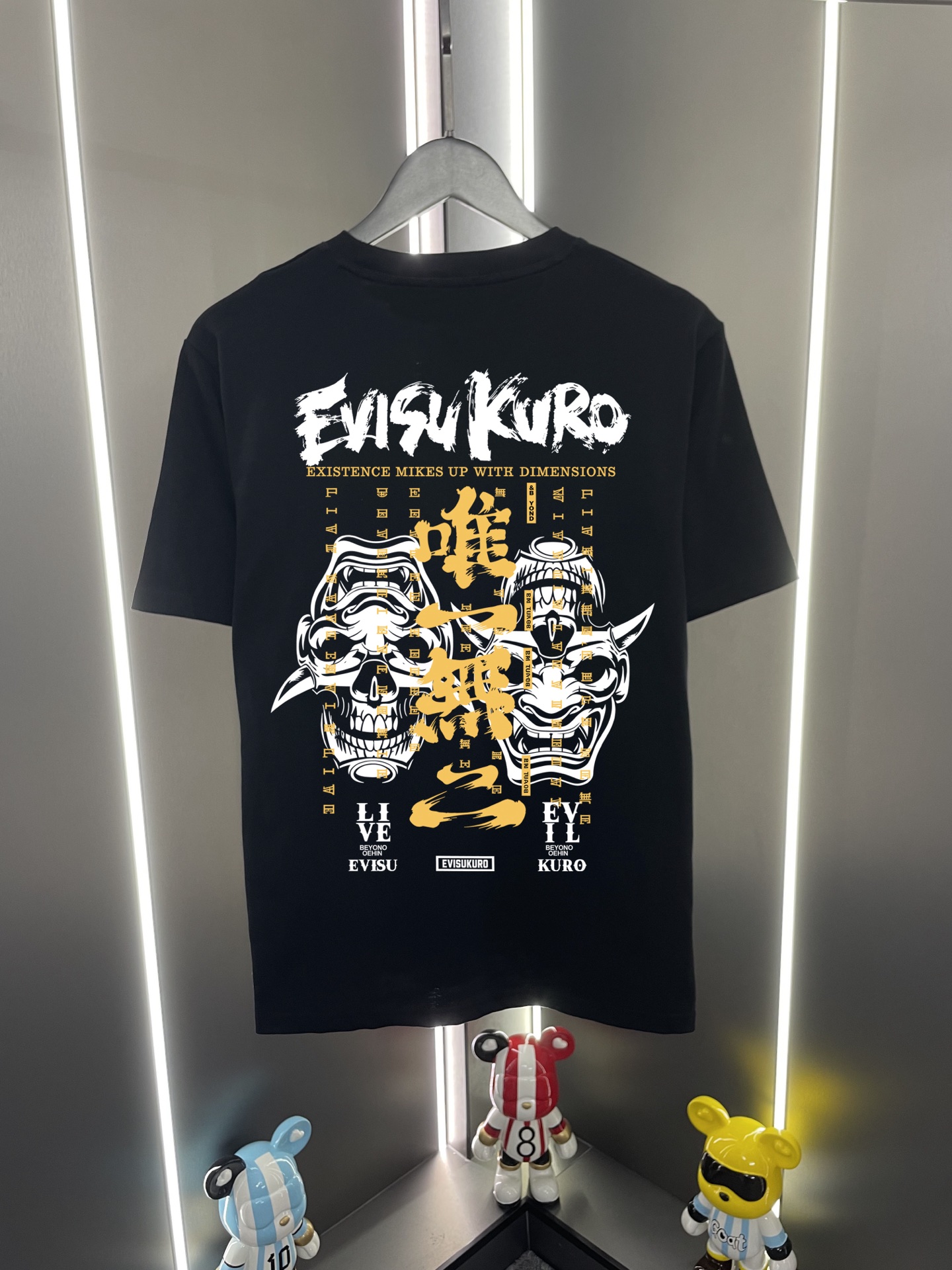 P60 Evisu Fushin 2026 nueva gaviota hueso prajna estampado casual holgado cuello redondo camiseta de manga corta