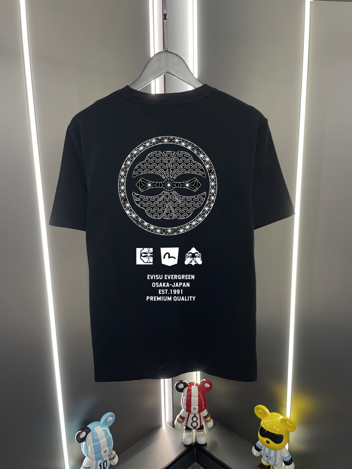 P60 Evisu Fushin 2026 nueva letra flor de la casa estampado casual holgado cuello redondo camiseta de manga c…