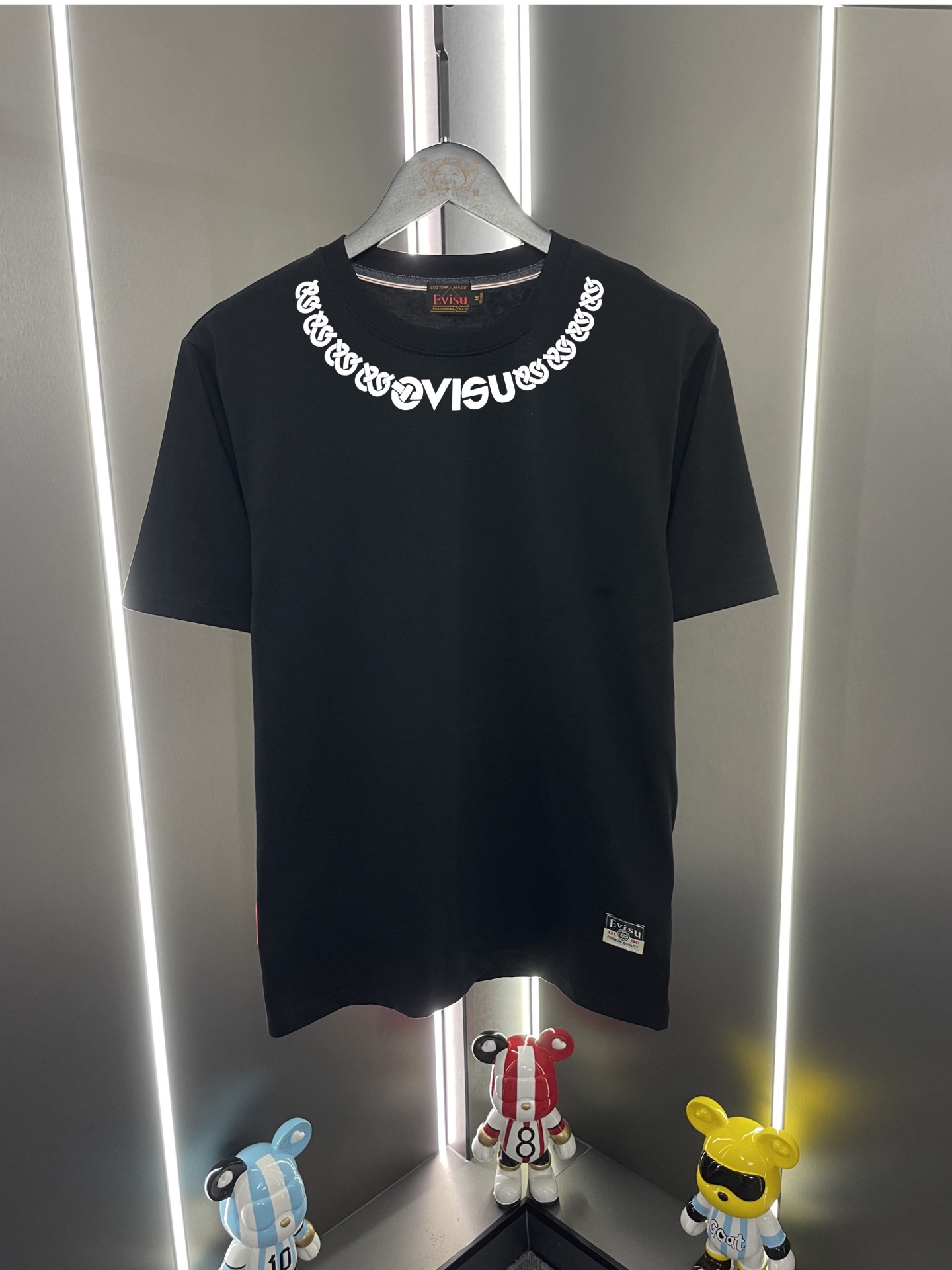 P60 Evisu Fushin 2026 nuevo cuello letra estampado casual holgado cuello redondo camiseta de manga corta