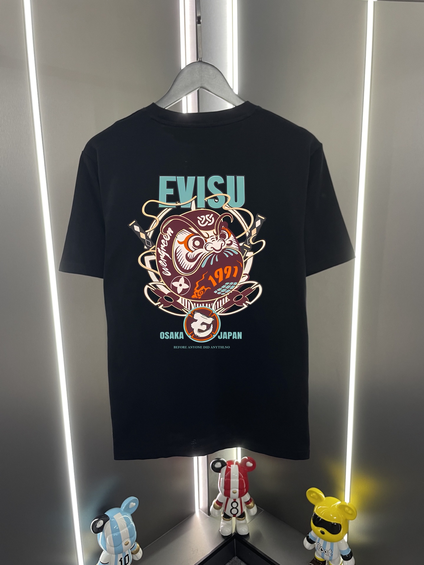 P60 Evisu Fushin 2026 nueva camiseta de manga corta con estampado de letras, gaviota y Dharma, corte relajado y cuello …