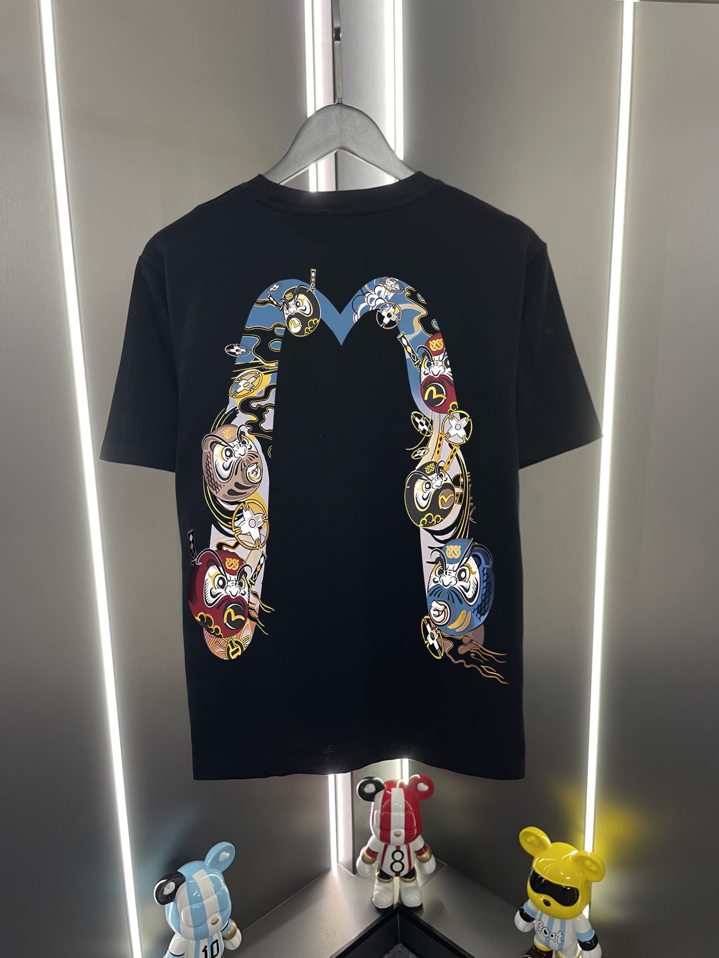 P60 Evisu Fushin 2026 nueva camiseta de manga corta con estampado de letras, gaviota, Dharma y M grande, corte relajado…