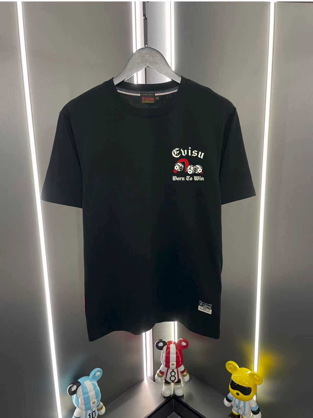 P60 Evisu Fushin 2026 nueva camiseta de manga corta con estampado de gaviota, letras y dados, corte relajado …