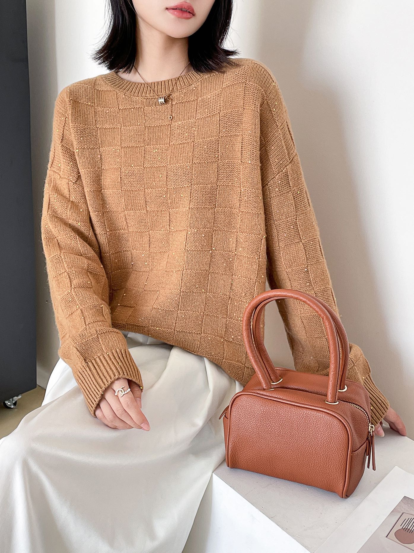 p472 High-end quality women’s suit packed with BV Janekas 2024 new knitting knitting shirt 100% wool - 图片 2