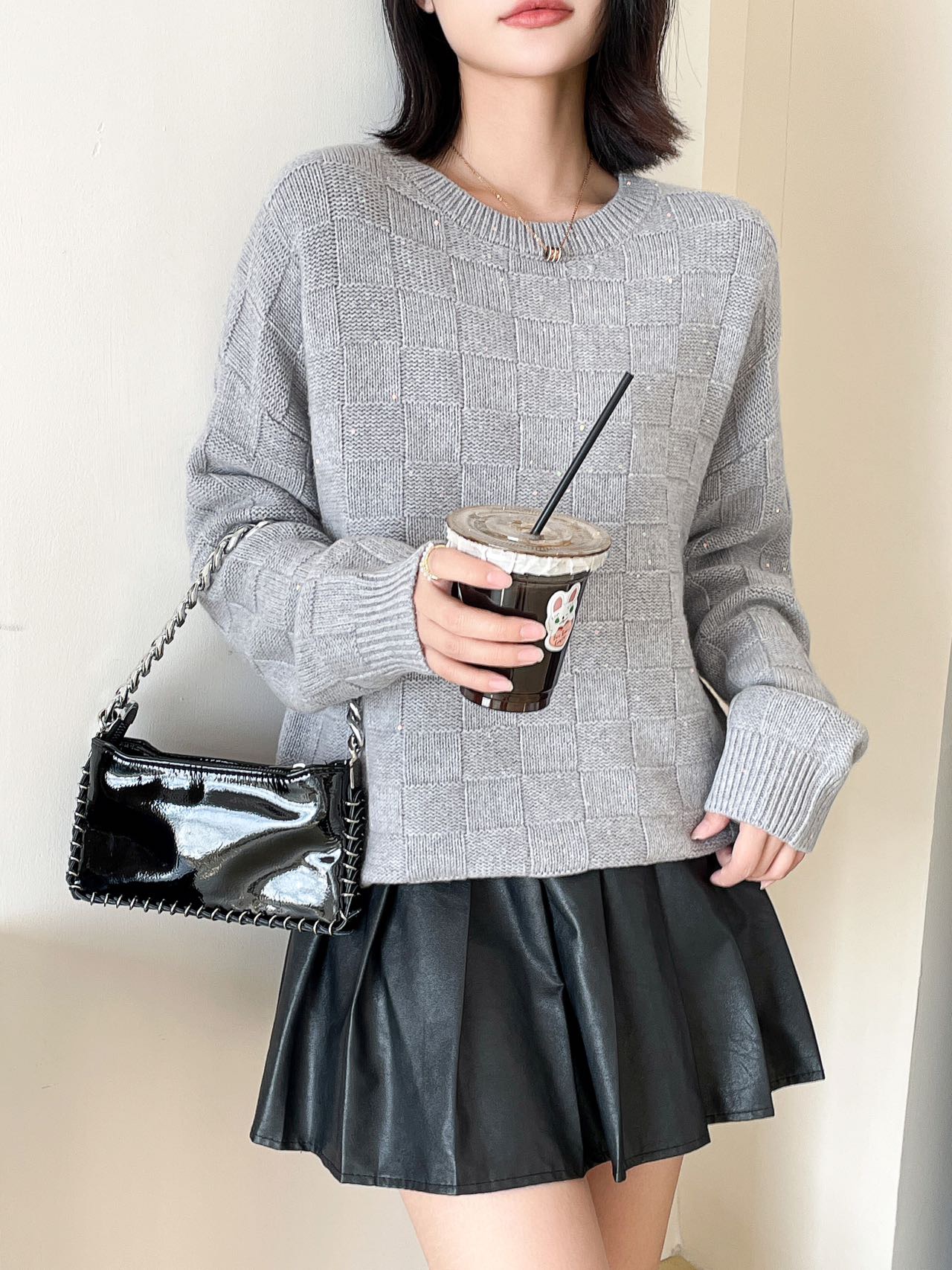 p472 High-end quality women’s suit packed with BV Janekas 2024 new knitting knitting shirt 100% wool