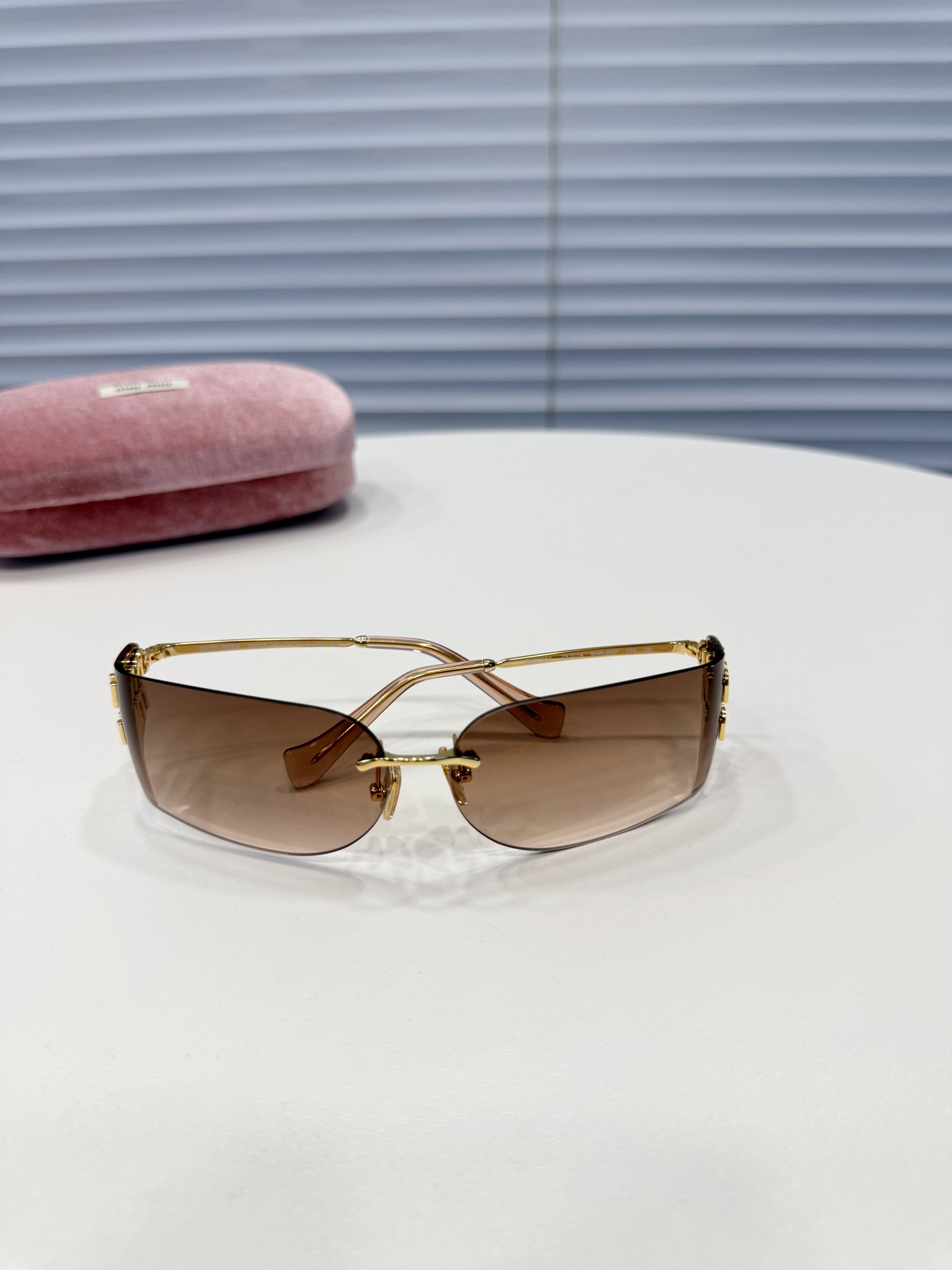 MIUMIU SMU A51 Sunglasses Metal Rimless Rectangular