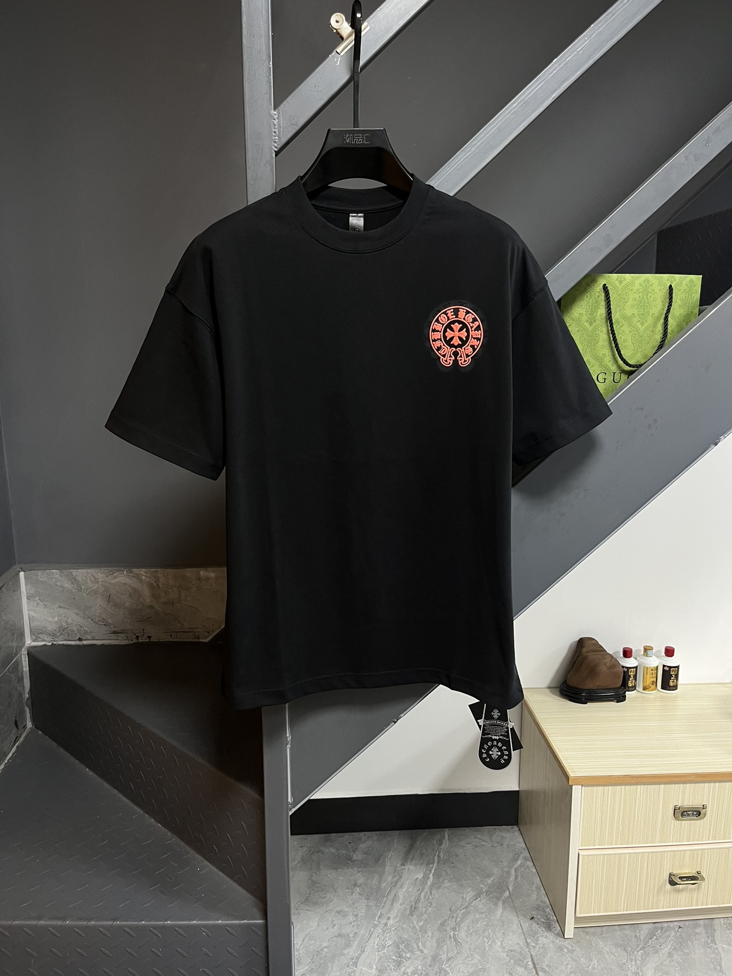 Chrome Hearts Clothing T-Shirt Beige Black Grey White Unisex Cotton Double Yarn Short Sleeve