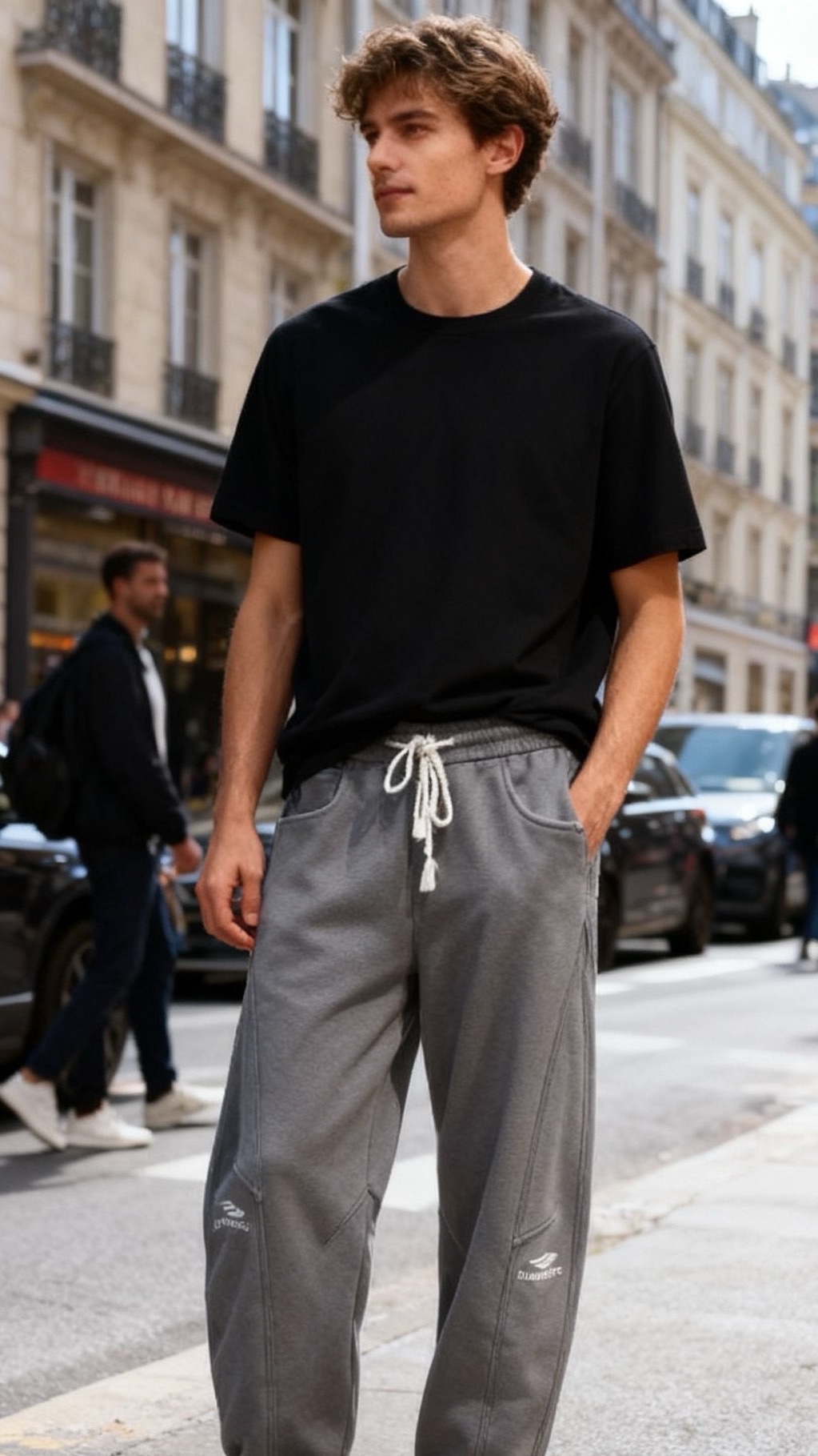 NO:656145,Balenciaga/Balenciaga. 25 new autumn products!  A must-have for fashionable men, these velvet sweatpants are made of distressed washed fabrics. The surface has a natural whitening gradient effect, and the texture is retro and layered. The velvet design on the inside improves warmth and feels soft and skin-friendly. The waistband is designed with elastic drawstrings, which can be freely adjusted to suit different body shapes; classic features on both sides  The pockets are inserted diagonally, and the edges of the pockets are embellished with metal studs, with exquisite details. The trousers are cut with three-dimensional splicing, with smooth lines and a slightly wide scimitar shape. The trouser legs are decorated with brand logo prints, which are simple and recognizable. The trousers are designed with natural cuffs. The overall style is casual and casual, with both comfort and fashion!  Sizes 48-56, shipped next day!  ,,balenciaga,balenciaga,alexander wang19860909巴黎世家/Balenciaga. 25秋季新品！时尚潮男必入手款加绒卫裤为做旧水洗面料,表层带有自然的磨白渐变效果,质感复古且富有层次感,内里加绒设计提升了保暖性,触感柔软亲肤.裤腰采用松紧抽绳设计,可自由调节腰围,适配不同身形；两侧设有经典斜插口袋,口袋边缘有金属饰钉点缀,细节精致.裤身采用立体拼接剪裁,线条流畅且呈现微阔的弯刀裤型,裤腿处饰有品牌标识印花,简约又具辨识度,裤脚为自然收口设计,整体风格休闲随性,兼具舒适度与潮流感！尺码48-56,隔天出货！,,balenciaga,balenciaga,alexander wang,Men's clothing