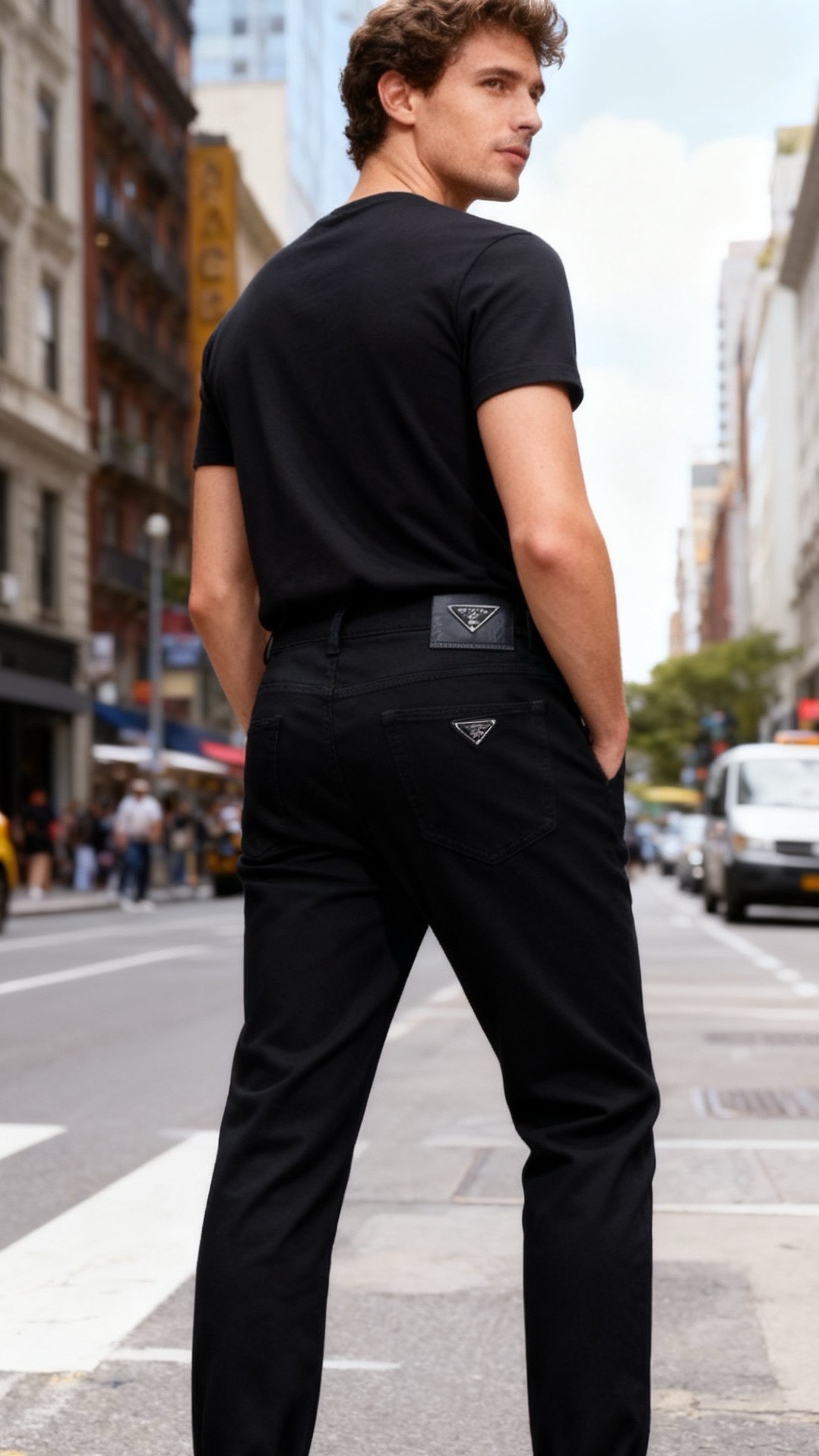 NO:656168,Prada/Pr*da. 25 new autumn styles!  Fashionable black casual pants for men!  Luxury brand triangle letter LOGO design is one of the representative brands in the field of luxury fashion!  Made of black washed denim fabric, the pants are slim-fitting and have a classic five-pocket design. There is a brand's iconic leather label on the back waist to highlight the brand's identity!  Suitable for daily casual wear or creating a fashionable and luxurious style. It can be paired with simple tops or items from the same brand to show off your style. Sizes 29-38, shipped the next day!  ,,prada,alexander wang19860909普拉达/Pr*da. 25秋季新款！时尚男士黑色百搭休闲裤！奢华品牌三角标字母LOGO设计是奢华时尚领域的代表品牌之一！采用黑色洗水牛仔布面料,裤型修身,属于经典五袋款设计后腰处有品牌标志性的皮革标牌,彰显品牌身份！适合日常休闲或打造时尚奢华的穿搭风格,搭配简约上衣或品牌同系列单品均可展现格调.尺码29-38,隔天出货！,,prada,alexander wang,Men's clothing