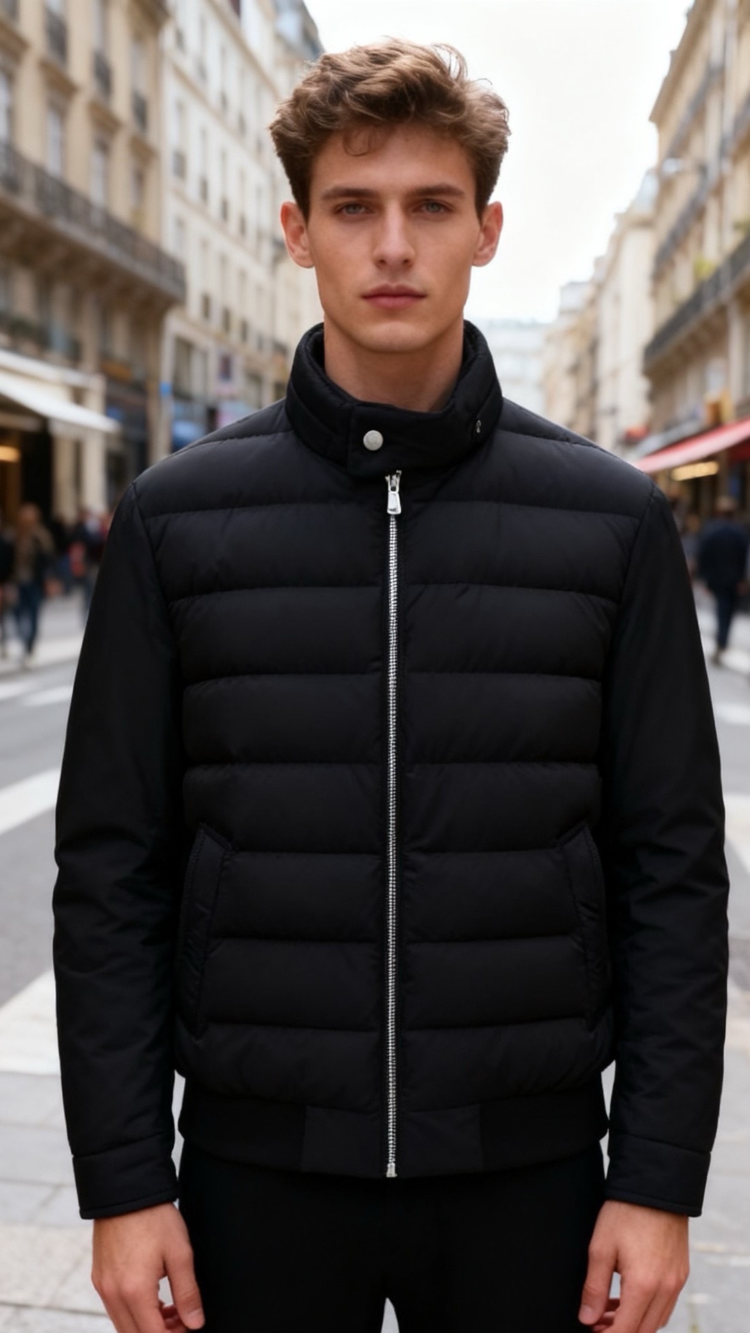 NO:684352,Jenny*/Ze*na. 25 new autumn and winter products!  Stylish men's stand-up collar down jacket, using a simple stand-up collar with a full zipper opening and closing design, snap button details on the collar to enhance wind resistance, and horizontal quilting technology on the body to evenly distribute the white duck down, keeping you warm and not bulky; it is made of light and windproof fabric, which is smooth to the touch and wear-resistant. The loose straight version is highly tolerant to various body shapes, and the pockets on both sides are designed to be practical  Sexy and decorative; the main tone is gentle and elegant. It can be paired with sweaters, sweatshirts, shirts and other inner layers, and is suitable for daily commuting, outdoor travel and other scenes. It is a versatile item that is both warm and fashionable in autumn and winter.,,zegna,hoodie,sweatshirts,sweaters,shirts,down  jacket,19860909杰尼*/Ze*na. 25秋冬新品！时尚男士立领羽绒服,采用简约立领搭配全拉链开合设计,领口按扣细节增强防风性,衣身横向绗缝工艺让白鸭绒分布均匀,保暖且不臃肿；选用轻薄防风的面料,触感顺滑且耐磨,宽松的直筒版型对各类身形包容度高,两侧口袋设计兼具实用性与装饰性；主调温柔大气,可搭配毛衣、卫衣、衬衫等内搭,适配日常通勤、户外出行等场景,是秋冬季节兼具保暖与时尚的百搭单品.,,zegna,hoodie,sweatshirts,sweaters,shirts,down jacket,,Men's clothing