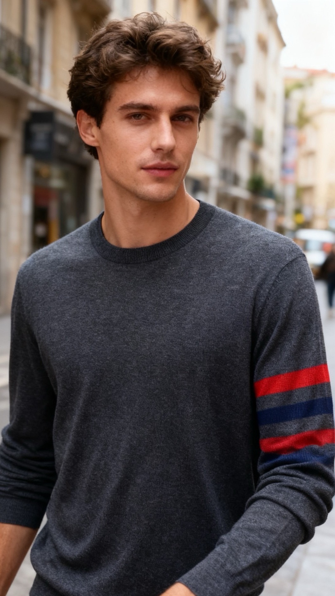 NO:684362,Mengkou. New products for autumn and winter 25!  The fashionable men's round-neck sweater is made of knitted blended fabric, which is soft and skin-friendly and has both breathability and warmth. The classic round-neck design is suitable for a variety of wearing scenarios; the red and black contrast stripe decoration on the left arm becomes a visual highlight, breaking the monotony of solid colors. The button details on the hem add design ingenuity. It can be worn with a shirt to create a business casual look, or can be worn alone with casual pants for daily style. It is a practical item that can be worn in spring, autumn and winter!  Sizes 48-56, shipped next day!  ,,Moncler,shirts,19860909蒙口. 25秋冬新品！时尚男士圆领针织衫选用针织混纺面料,触感柔软亲肤且兼具透气性与保暖性,经典圆领设计适配多种穿搭场景；左臂处的红黑撞色条纹装饰成为视觉亮点,打破纯色的单调感,下摆的纽扣细节增添设计巧思,可内搭衬衫打造商务休闲造型,也能单穿搭配休闲裤走日常风格,是春秋冬三季皆可穿着的实穿型单品！尺码48-56,隔天出货！,,Moncler,shirts,,Men's clothing