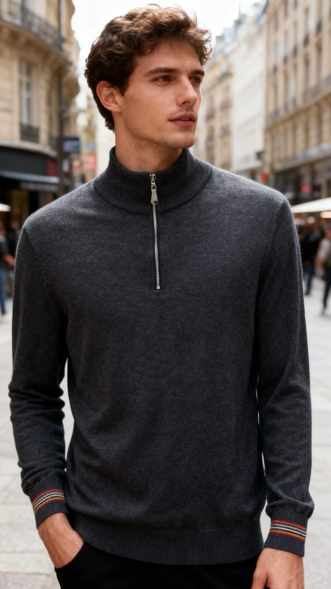 🔥巴宝莉/Burber*y.25秋冬新品！时尚男士半高领针织衫采用细腻的针织面料打造，领口处设计银色金属