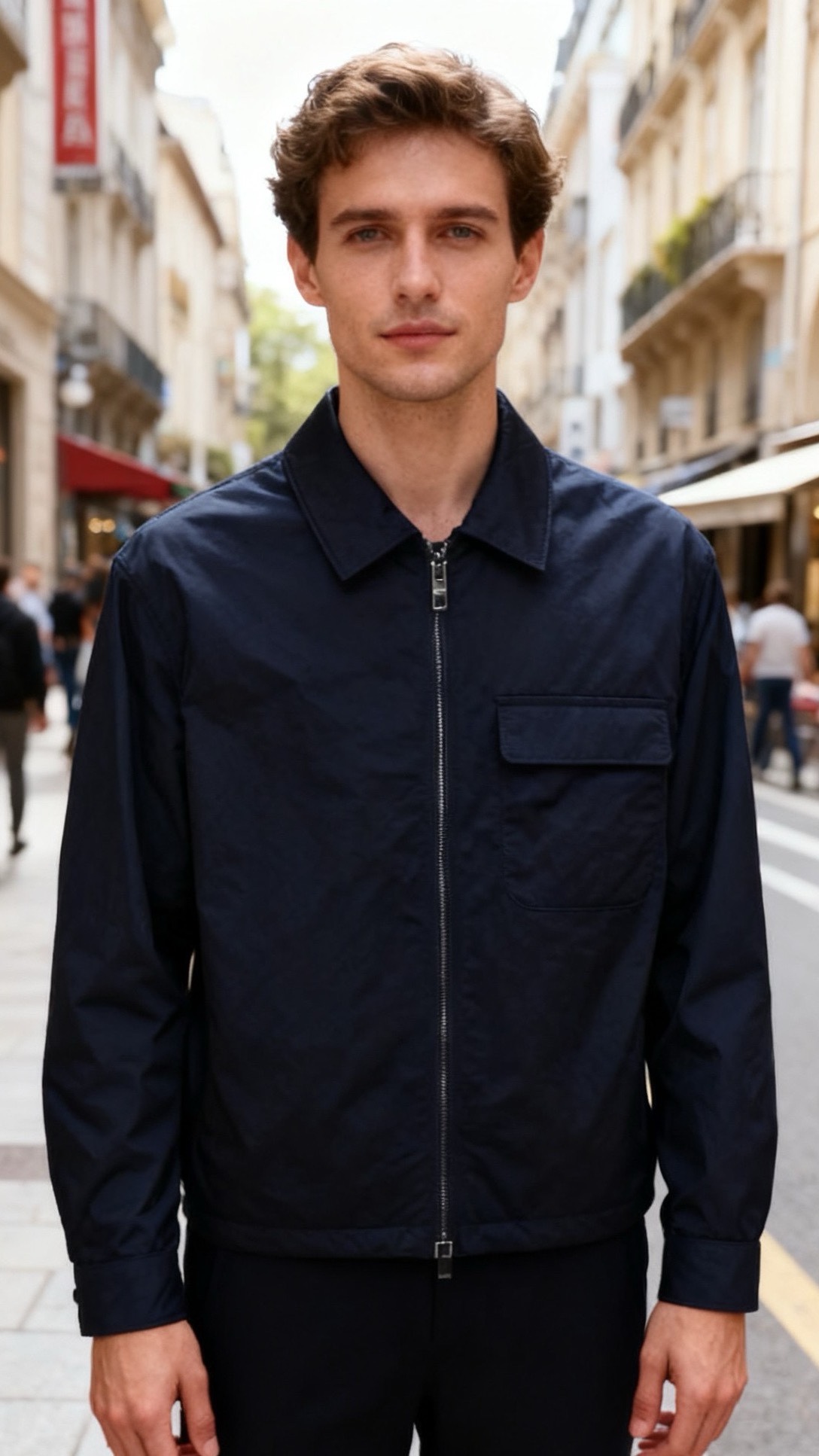 🔥纪梵希.25秋冬新品！时尚男士翻领夹克采用带有肌理感的轻薄面料制作，质感挺括且透气性佳；经典衬衫领搭配