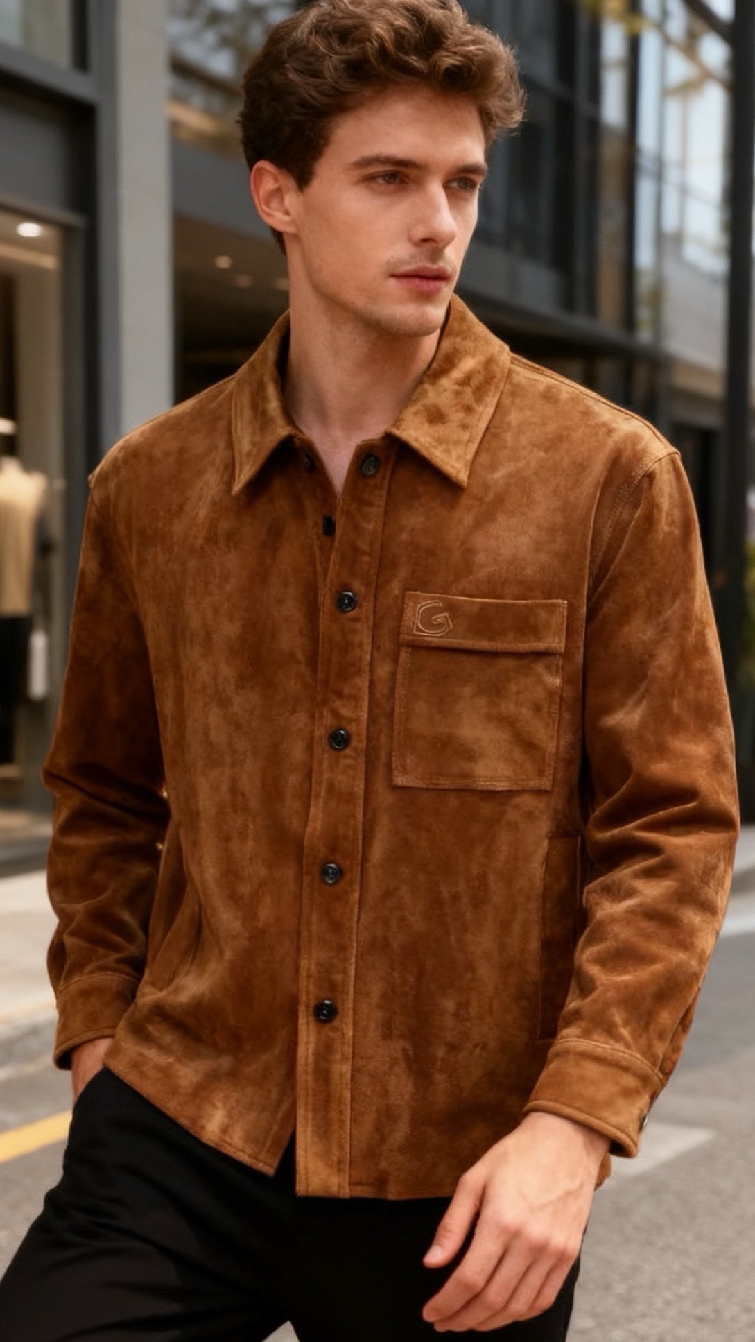 NO:680962,Givenchy. New products for autumn and winter 25!  Fashionable men's lapel shirt-style jacket is made of fine suede fabric, soft to the touch and with a unique suede texture. The classic shirt collar is equipped with a metal button opening and closing design, which is simple and retro style; there is a three-dimensional patch pocket on the left chest, with a delicate embossed logo on the pocket, and practical pockets hidden on both sides of the body.  Sizes 48-56, shipped next day!  ,,givenchy,jackets & coats,shirts,chamois leather,19860909纪梵希. 25秋冬新品！时尚男士翻领衬衫式外套采用细腻的麂皮面料制作,触感柔软且带有独特的绒面质感,经典衬衫领搭配金属纽扣开合设计,简约中透着复古格调；左胸处设有立体贴袋,袋口带有精致的压纹标识,衣身两侧还隐藏着实用口袋,袖口为贴合手腕的翻边样式,整体是宽松的休闲版型,风格偏向轻奢复古,秋冬必备单品！尺码48-56,隔天出货！,,givenchy,jackets & coats,shirts,chamois leather,,Men's clothing