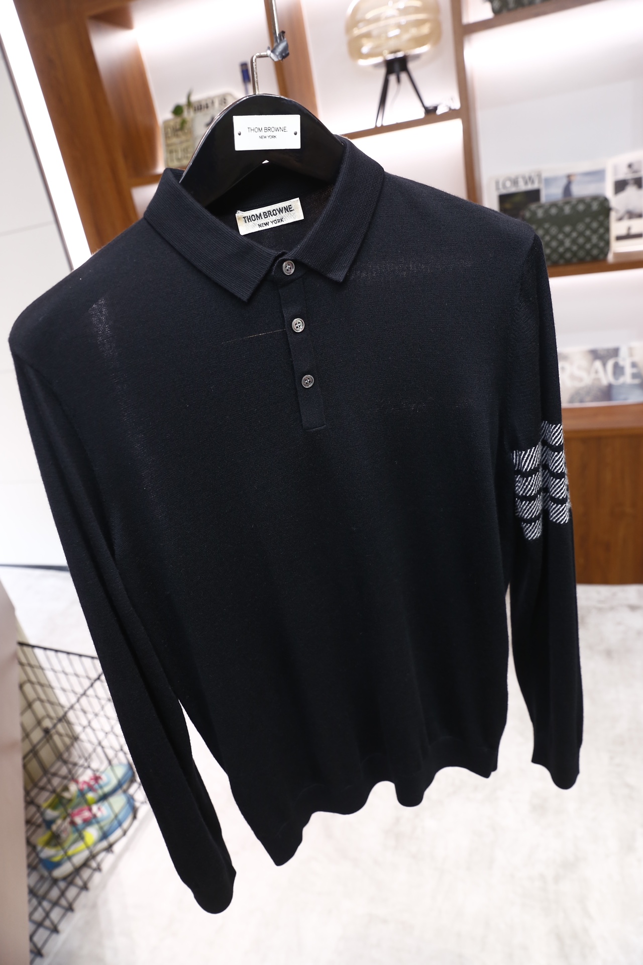 🔥汤姆布朗/TB.25秋冬新品！时尚男士纯羊毛长袖Polo衫，采用针织面料打造，领口为经典Polo翻领设