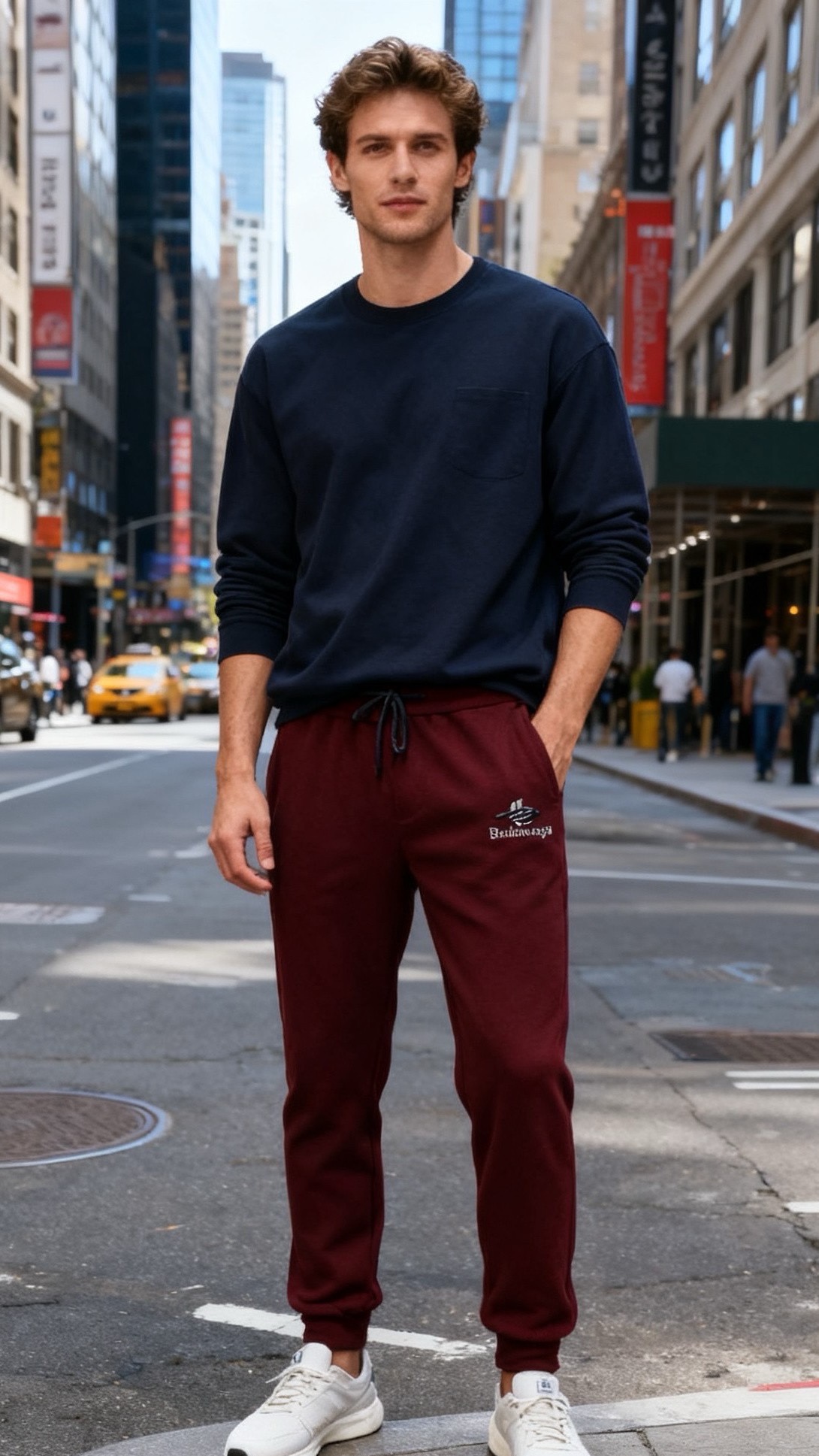 🔥巴黎世家/25秋季时尚新品男士休闲裤🆕采用舒适保暖面料，经典品牌字母LOGO设计 上身随意舒服！松紧腰