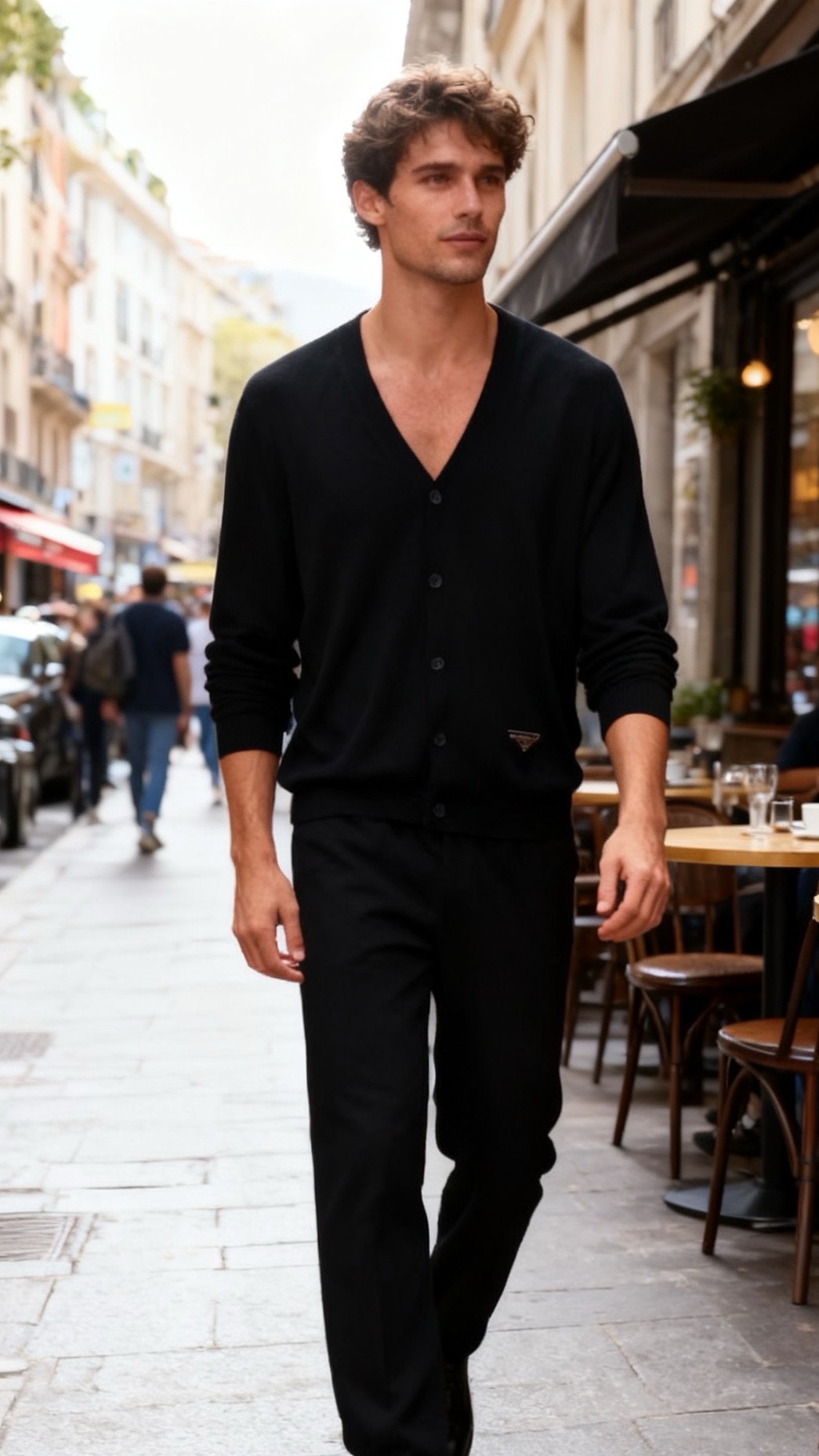 🔥Pr*da/普拉达.25秋冬新品！时尚男士百搭调V领针织开衫，采用精纺羊毛薄款材质，为修身剪裁的长袖款