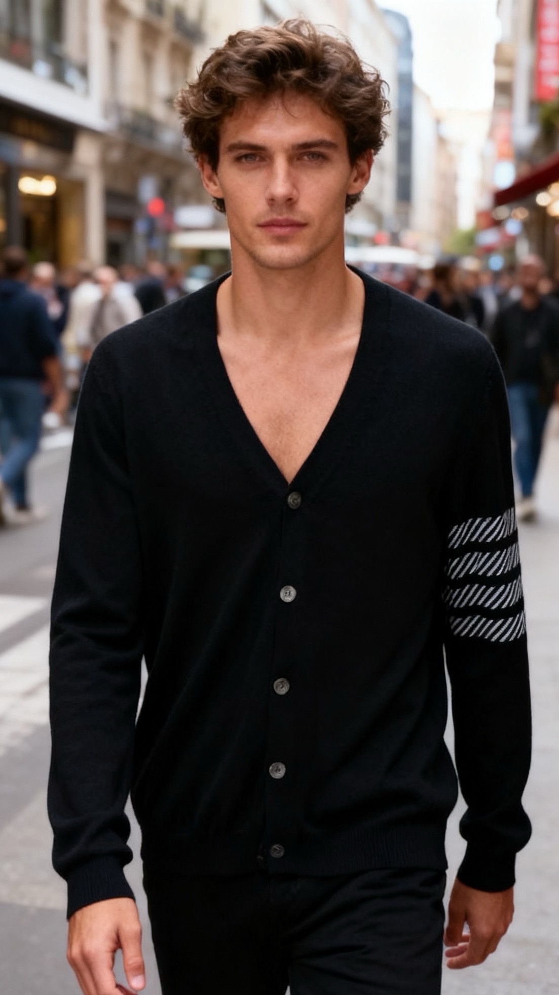 🔥汤姆布朗/TB.25秋冬新品🆕时尚男士纯羊毛针织开衫，采用V领设计与单排纽扣开衫，奢华经典品牌元素LO