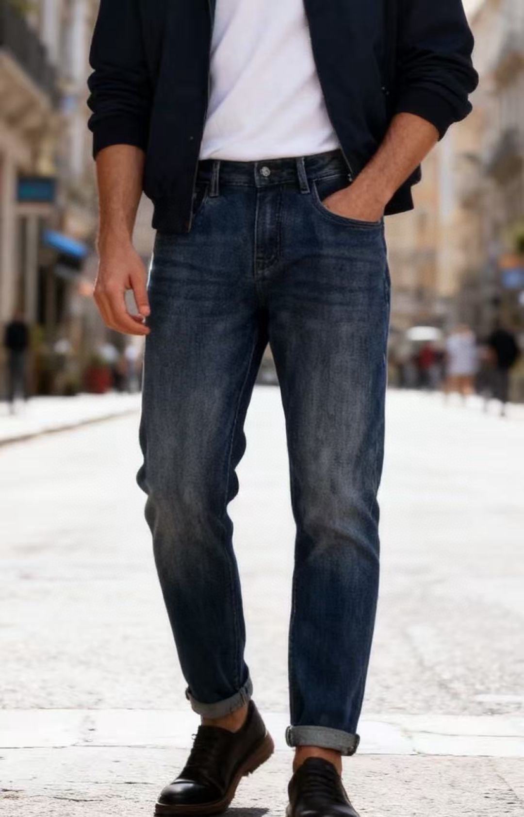 🔥克罗心.25秋季新款🆕时尚男士原单高端蓝色牛仔裤！奢华经典品牌十字架LOGO配饰 身穿着非常舒适 低调