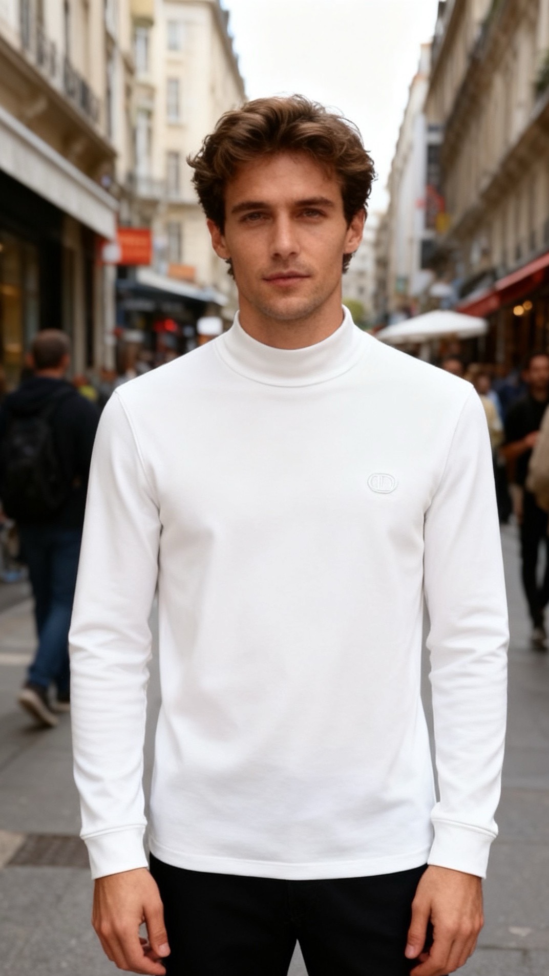 NO:680995,Dior. 25 new autumn and winter products!  Fashionable men's all-match half turtleneck long-sleeved top, made of modal combed cotton and wool blended fabrics. It combines the softness and drape of modal, the skin-friendly breathability of combed cotton, and the warm properties of wool. The fabric has a delicate touch and good ductility; the half turtleneck neckline fits the neck without a sense of restraint, and the long sleeves are tailored to suit regular needs.  Body proportions, the classic brand LOGO design on the chest is a simple clean design as a whole; the cuffs are ribbed to improve the fit and durability. It is a basic inner item that can be worn in both daily casual and light business scenes. It can be worn directly outside or layered with jackets, suits, etc., suitable for a variety of styles!  Sizes 48-56, shipped next day!  ,,dior,jackets & coats,business suit,19860909迪奥. 25秋冬新品！时尚男士百搭半高领长袖上衣,采用莫代尔精梳棉与羊毛混纺面料制作,融合莫代尔的柔软垂顺、精梳棉的亲肤透气以及羊毛的保暖特性,面料触感细腻且兼具良好的延展性；半高领领口贴合颈部无束缚感,长袖剪裁适配常规身形比例,胸前品牌经典LOGO设计整体为简约净版设计；袖口采用罗纹收边工艺,提升穿着贴合度与耐穿性,是日常休闲与轻商务场景皆可穿着的基础款内搭单品,可直接外穿或搭配夹克、西装等叠穿,适配多种穿搭风格！尺码48-56,隔天出货！,,dior,jackets & coats,business suit,,Men's clothing