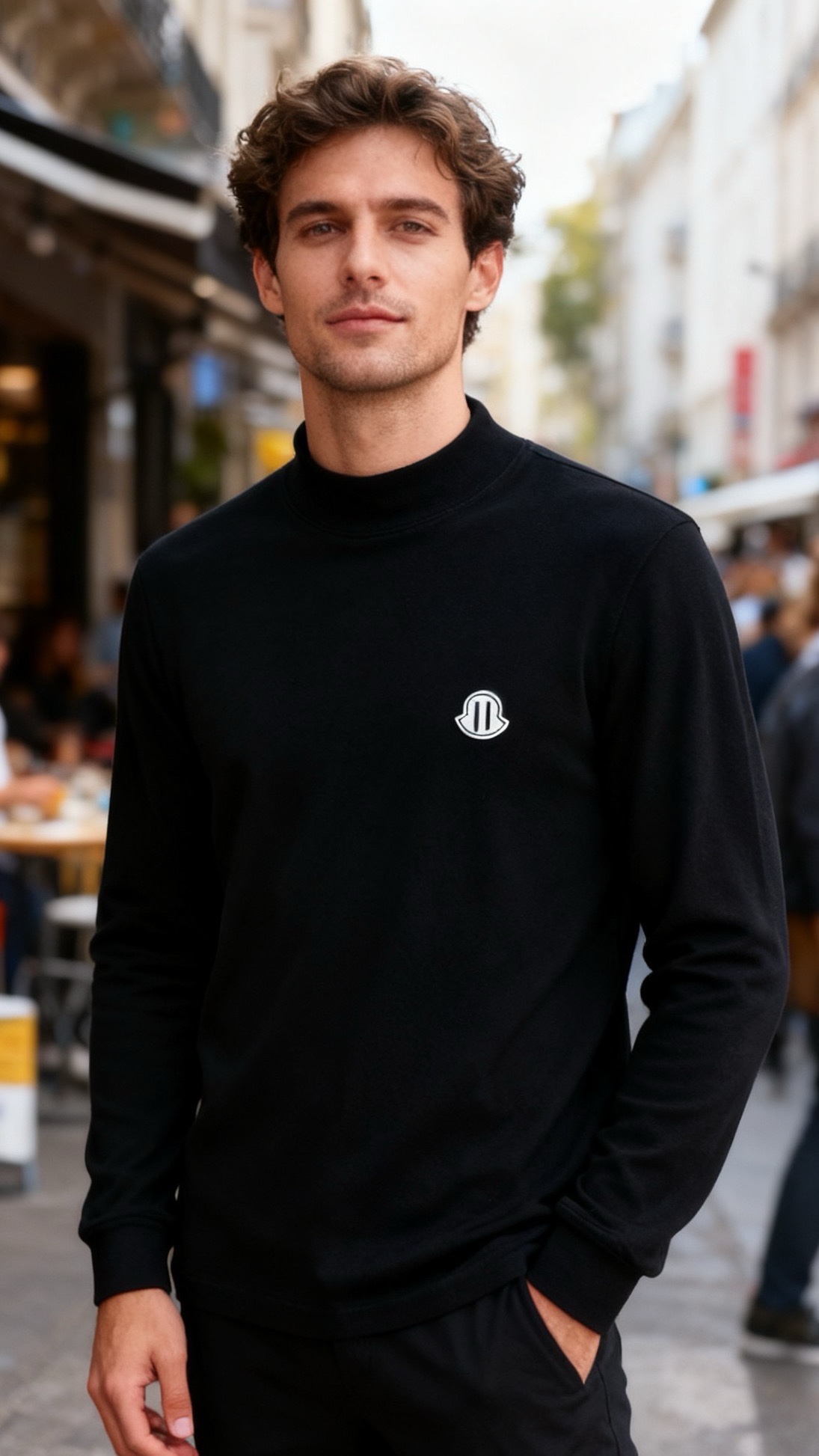 🔥蒙口/Mon*ler.25秋冬新品！男士经典百搭半高领长袖上衣，采用莱赛尔、棉与山羊绒混纺面料制作，融