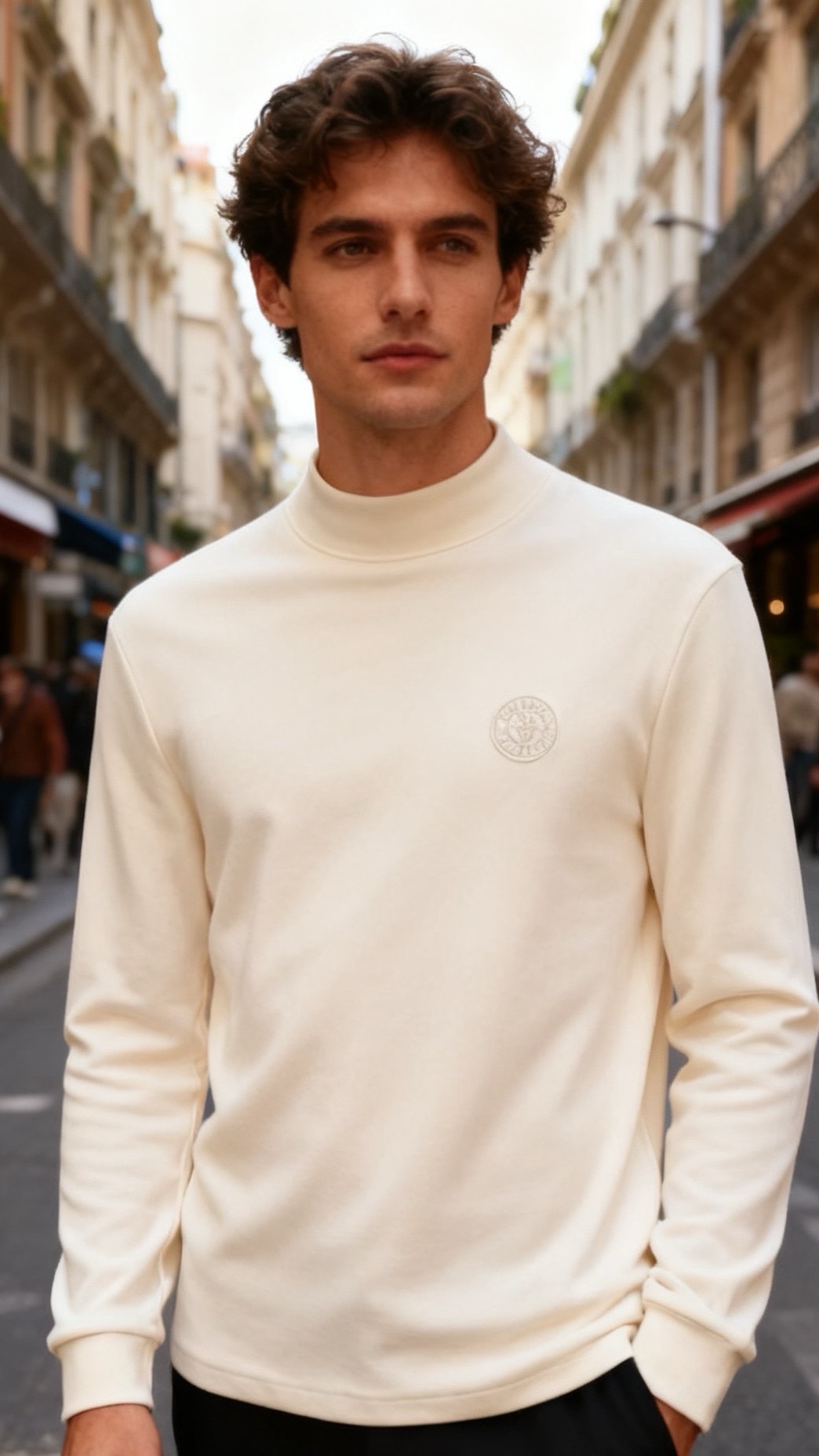 🔥迪奥.25秋冬新款！时尚男士半高领长袖打底衫为常规直筒版型，采用莱赛尔、棉与山羊绒混纺面料，兼具莱赛尔