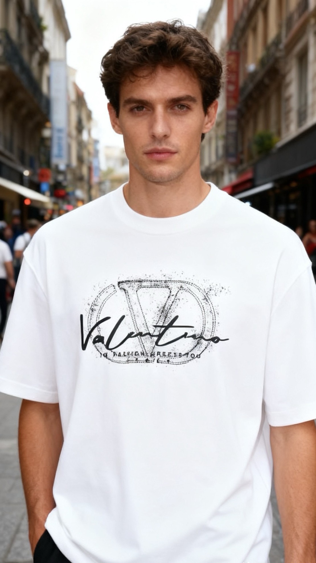 🔥华伦天奴.25秋季新款🆕时尚男士圆领短袖🍃胸前奢华经典定制LOGO标识标注👍🏼上身就能体会这款设计带来