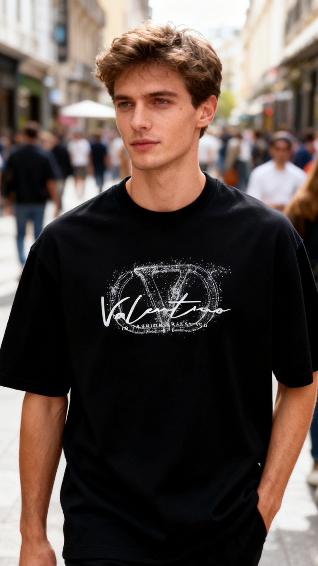 🔥华伦天奴.25秋季新款🆕时尚男士圆领短袖🍃胸前奢华经典定制LOGO标识标注👍🏼上身就能体会这款设计带来